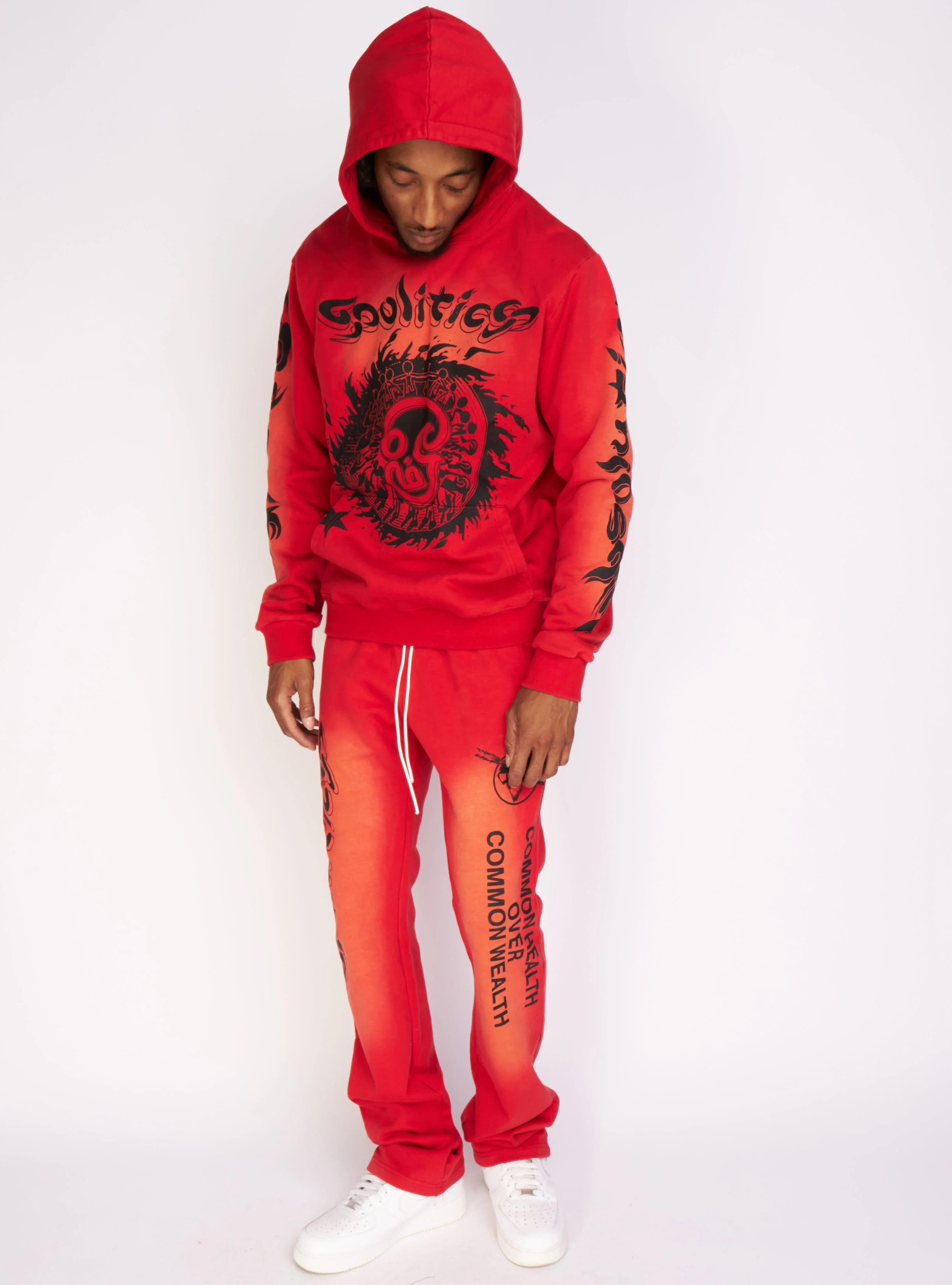 Politics Hoodie - Dennis - Red Wash - 722 - Image 5