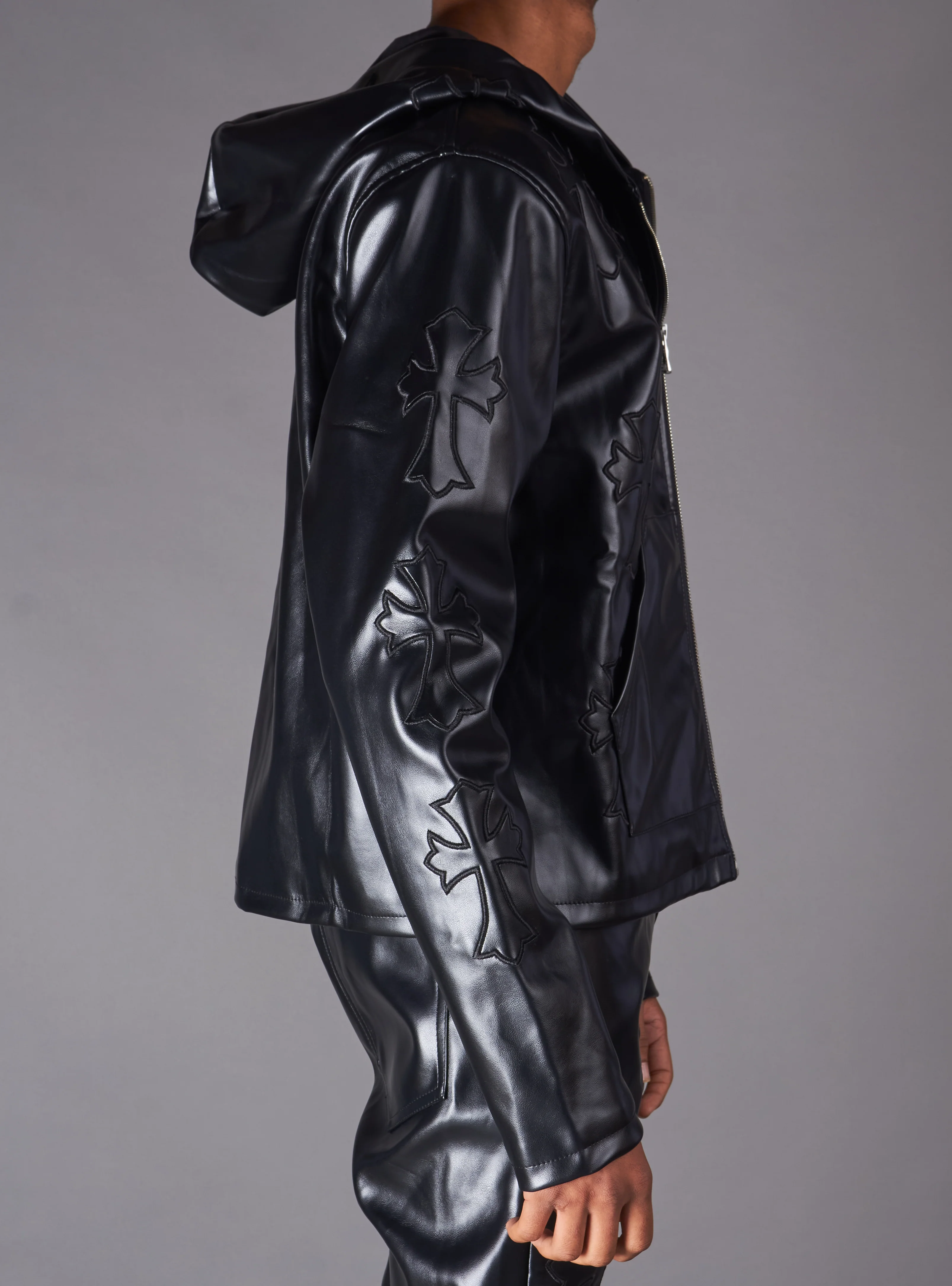Politics Hoodie - Eris - Black Leather - Hol-44 - Image 3