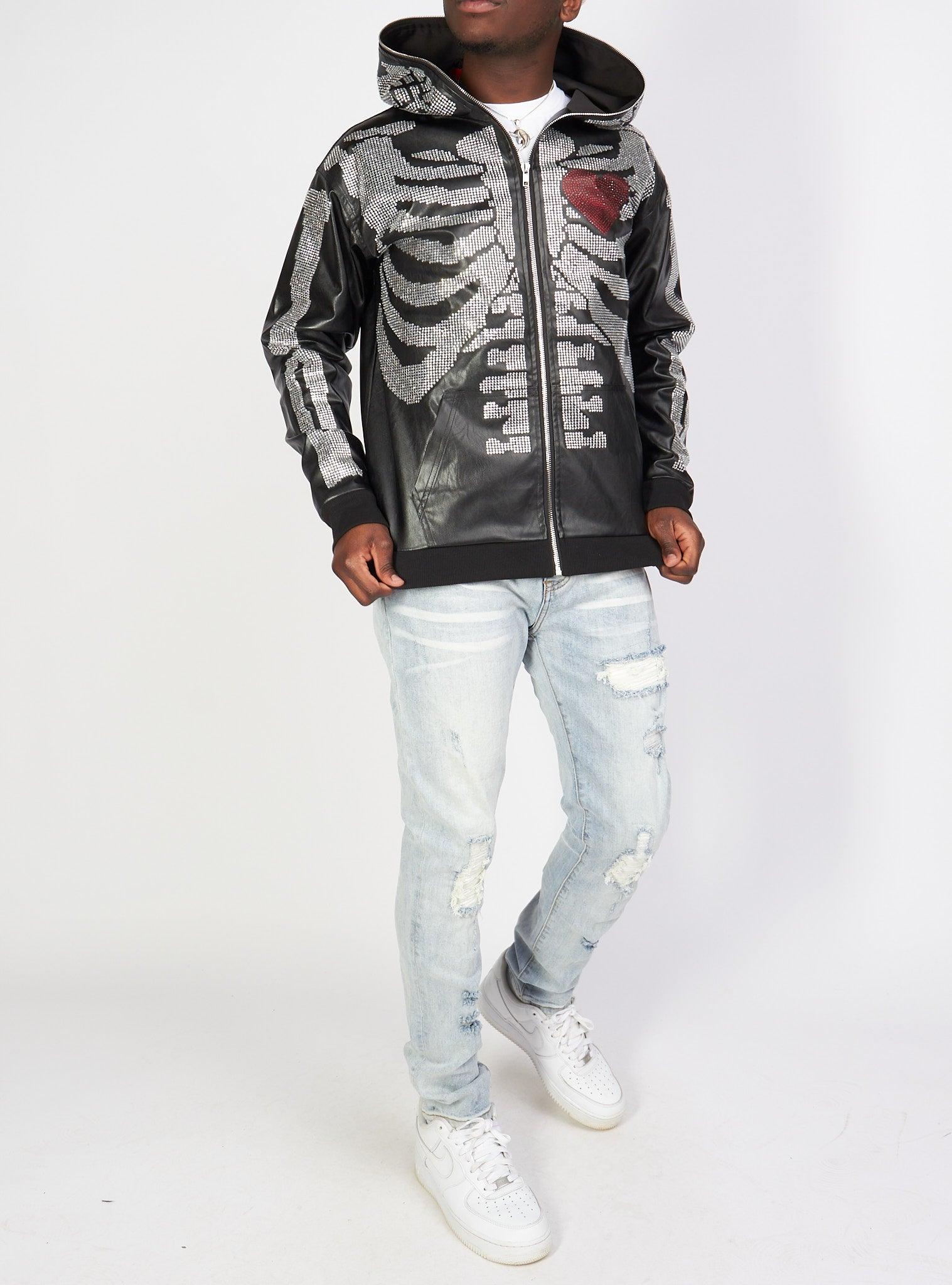 Politics Hoodie - Rhinestone Skeleton - Black - Gola351 - Image 10