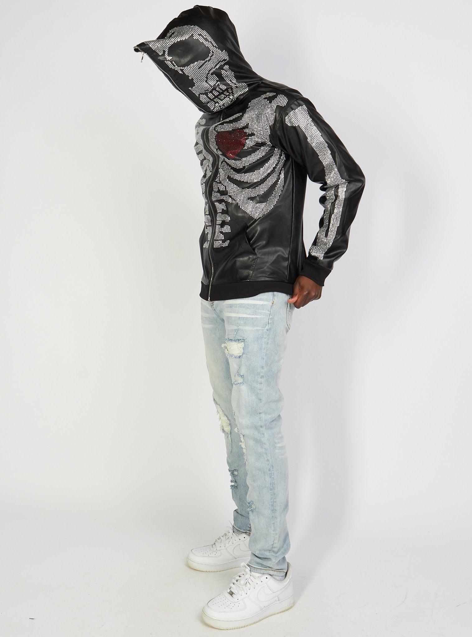 Politics Hoodie - Rhinestone Skeleton - Black - Gola351 - Image 12