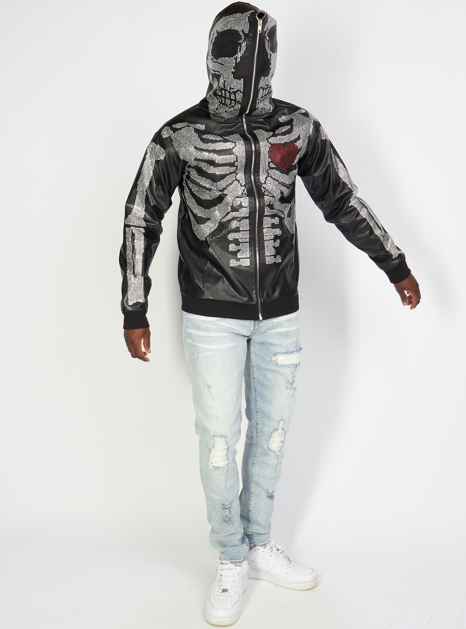 Politics Hoodie - Rhinestone Skeleton - Black - Gola351 - Image 13