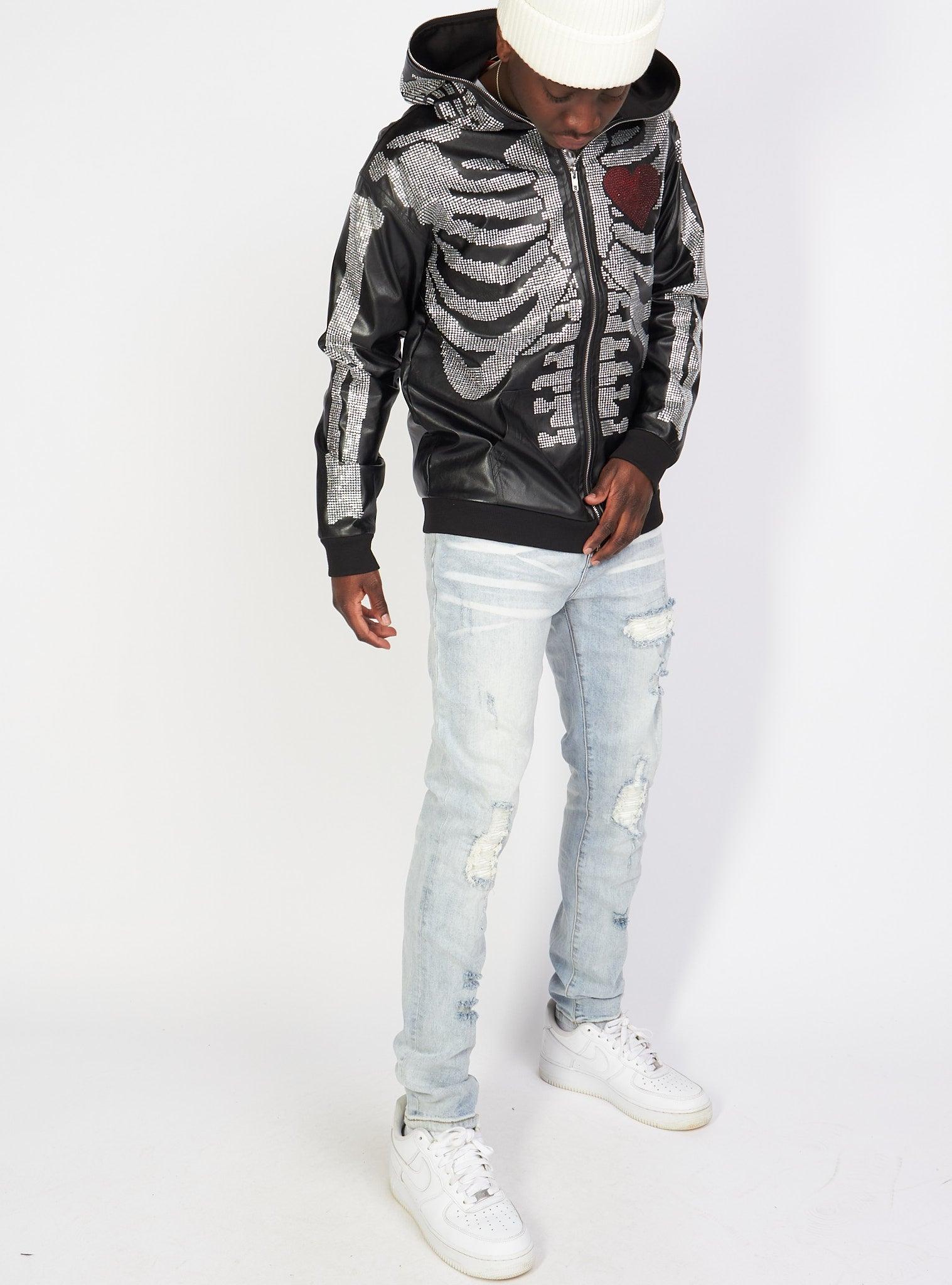 Politics Hoodie - Rhinestone Skeleton - Black - Gola351 - Image 14