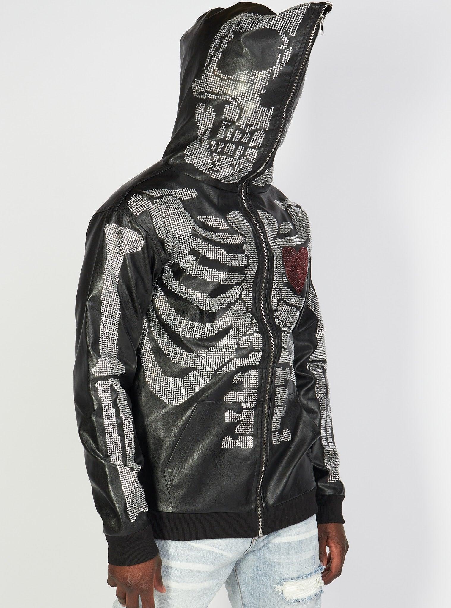Politics Hoodie - Rhinestone Skeleton - Black - Gola351 - Image 4