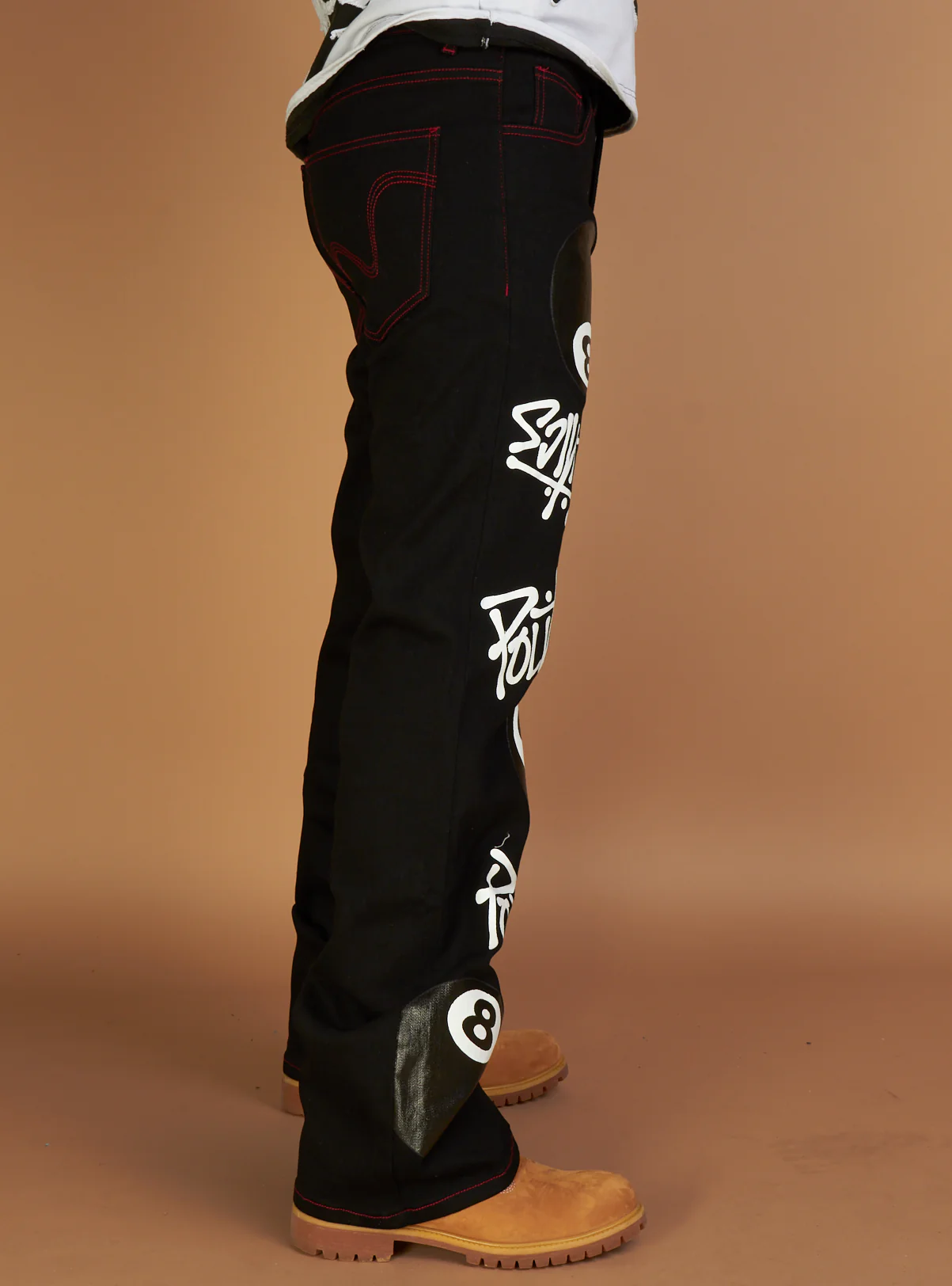 Politics Jeans - Arc - Jet Black with Red - 206 - Image 3