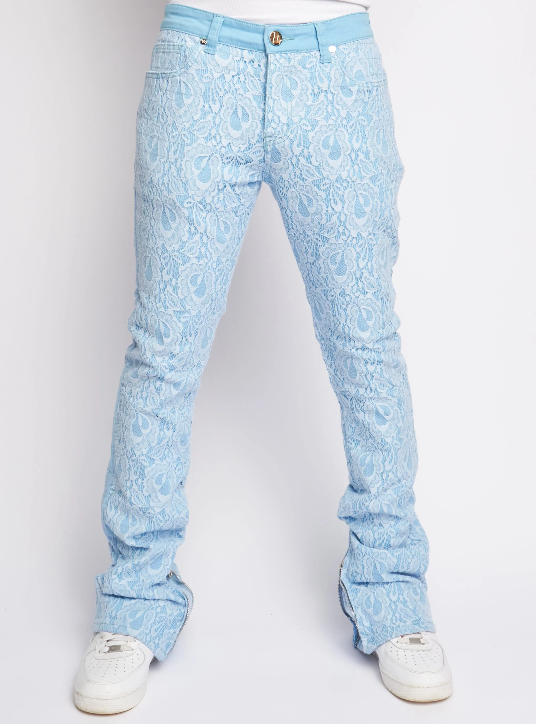 Politics Jeans - Baldwin - Baby Blue - Stacked Applique Denim - 502