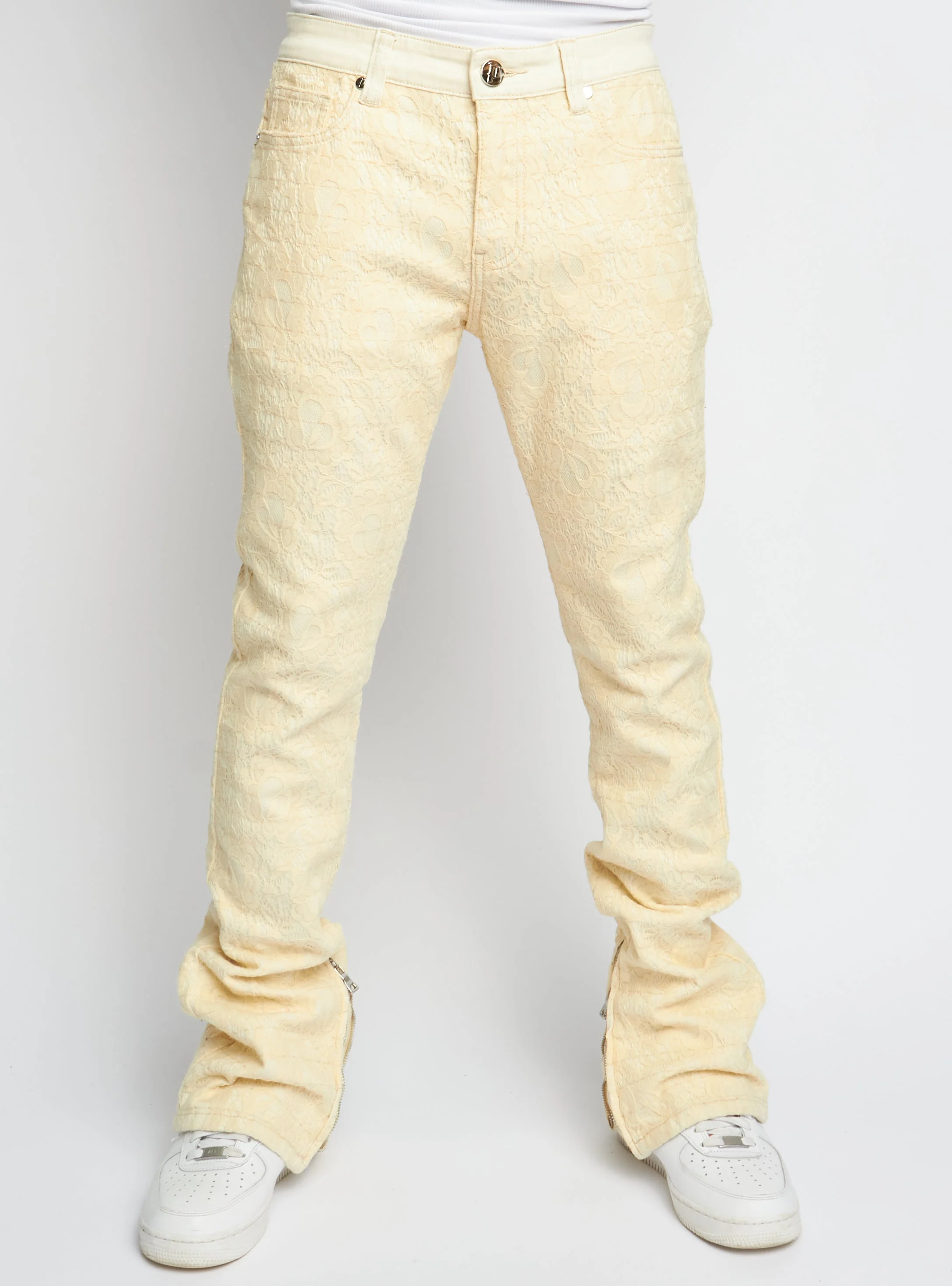 Politics Jeans - Baldwin - Cream - Stacked Applique Denim  - 503