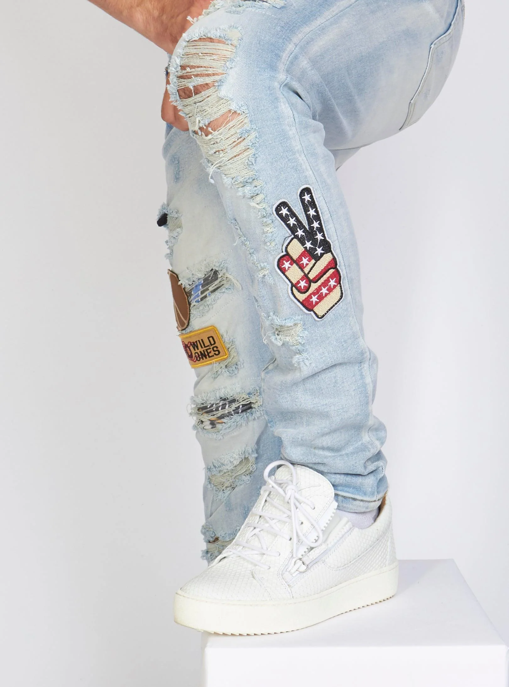 Politics Jeans - Biker Peace - Light Blue - PLTKS0521678 - Image 5