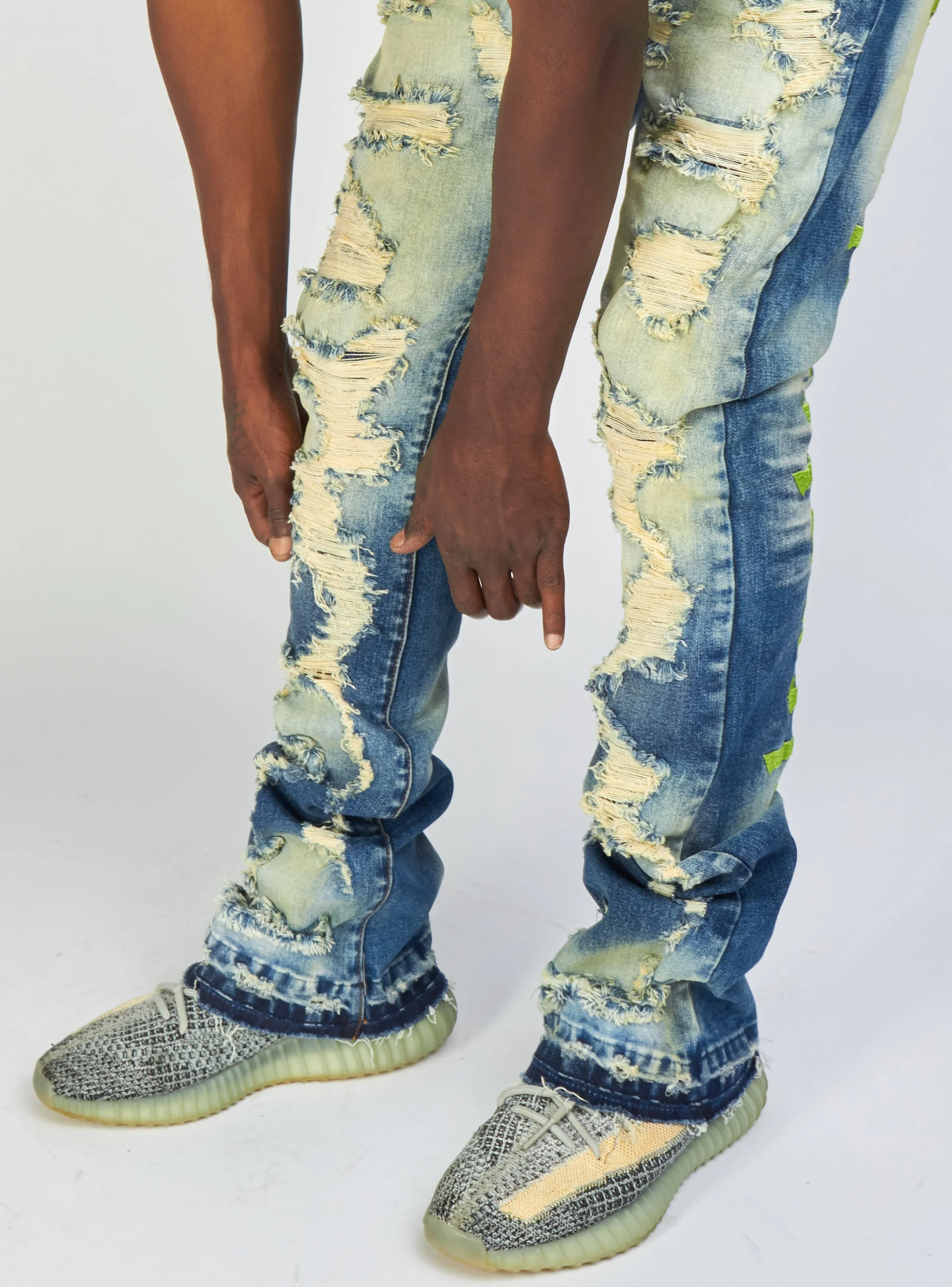 Politics Jeans - Embroidered  Skinny Stacked Flare Mac - Medium Blue  - 510 - Image 5