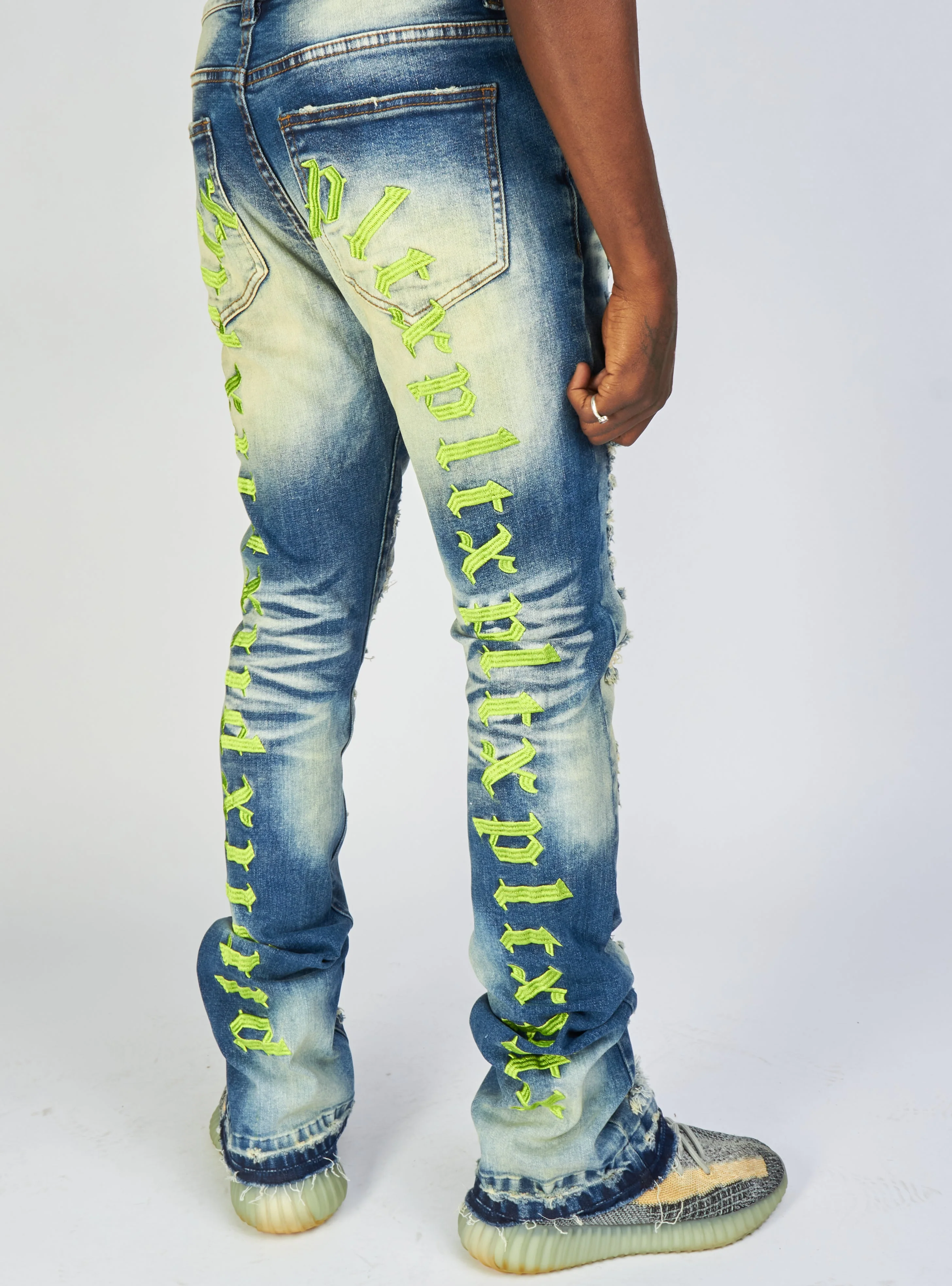 Politics Jeans - Embroidered  Skinny Stacked Flare Mac - Medium Blue  - 510 - Image 6
