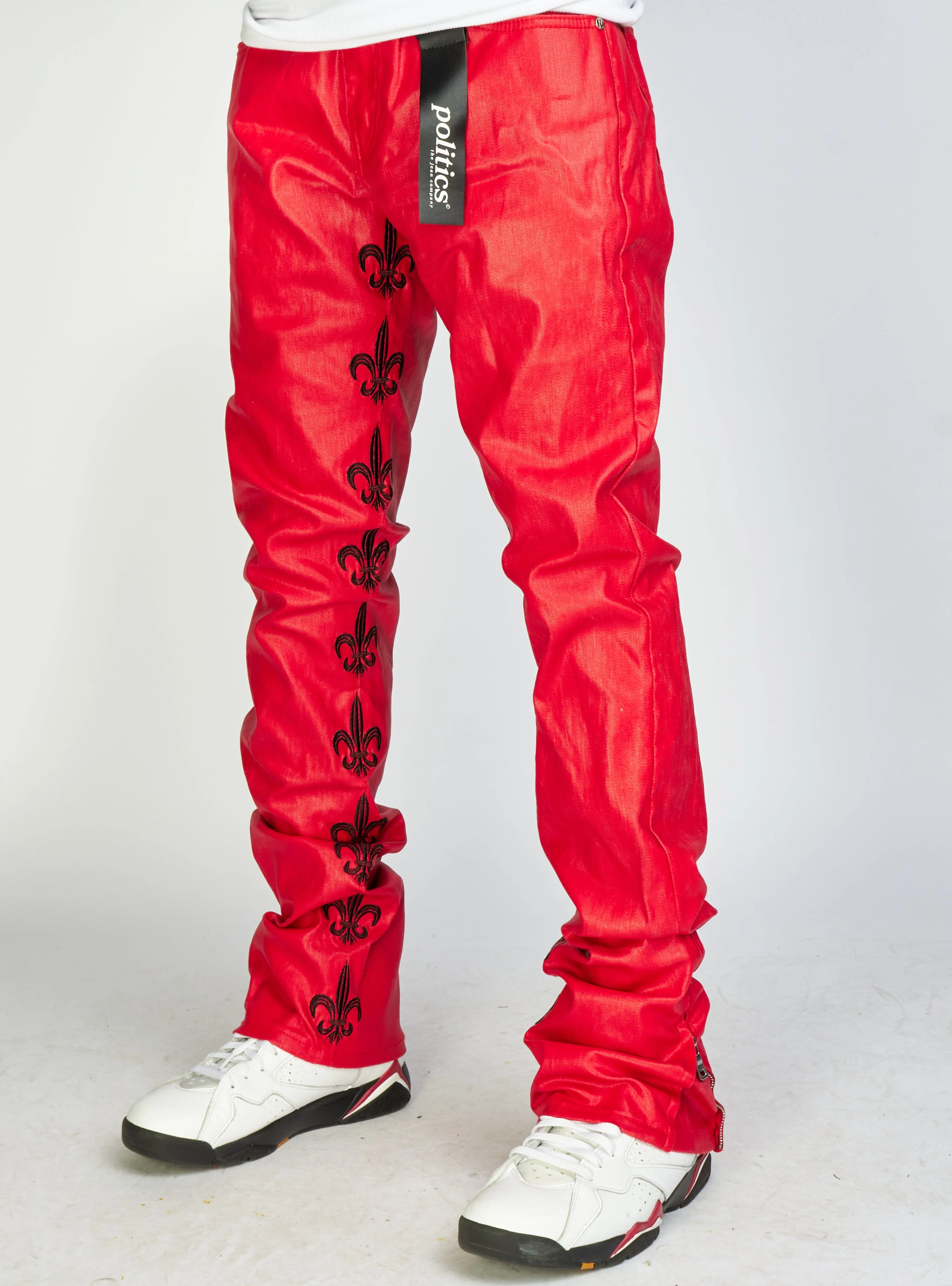 Politics Jeans - Endacott - Red with Black - 502 - Image 4