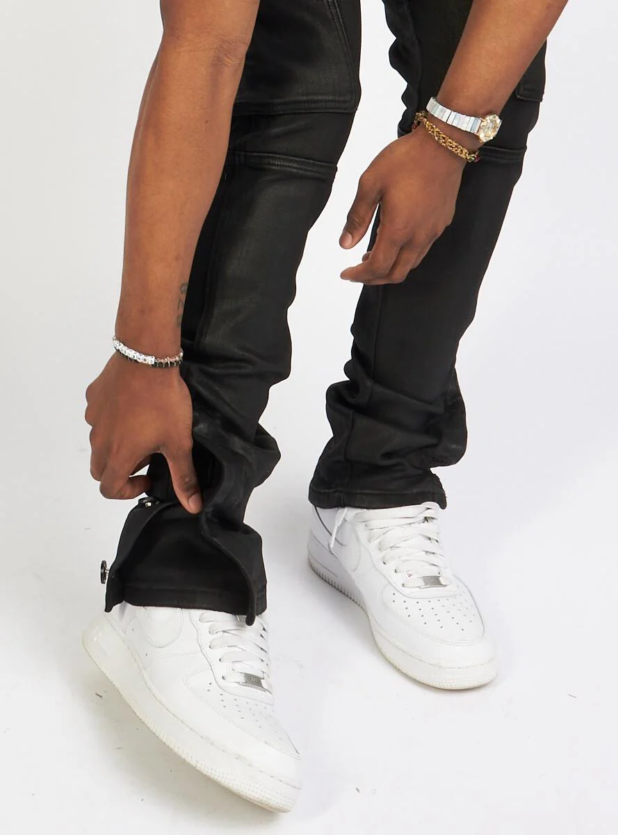 Politics Wax Stacked Jeans - Hanson - Jet Black - 503 - Image 3