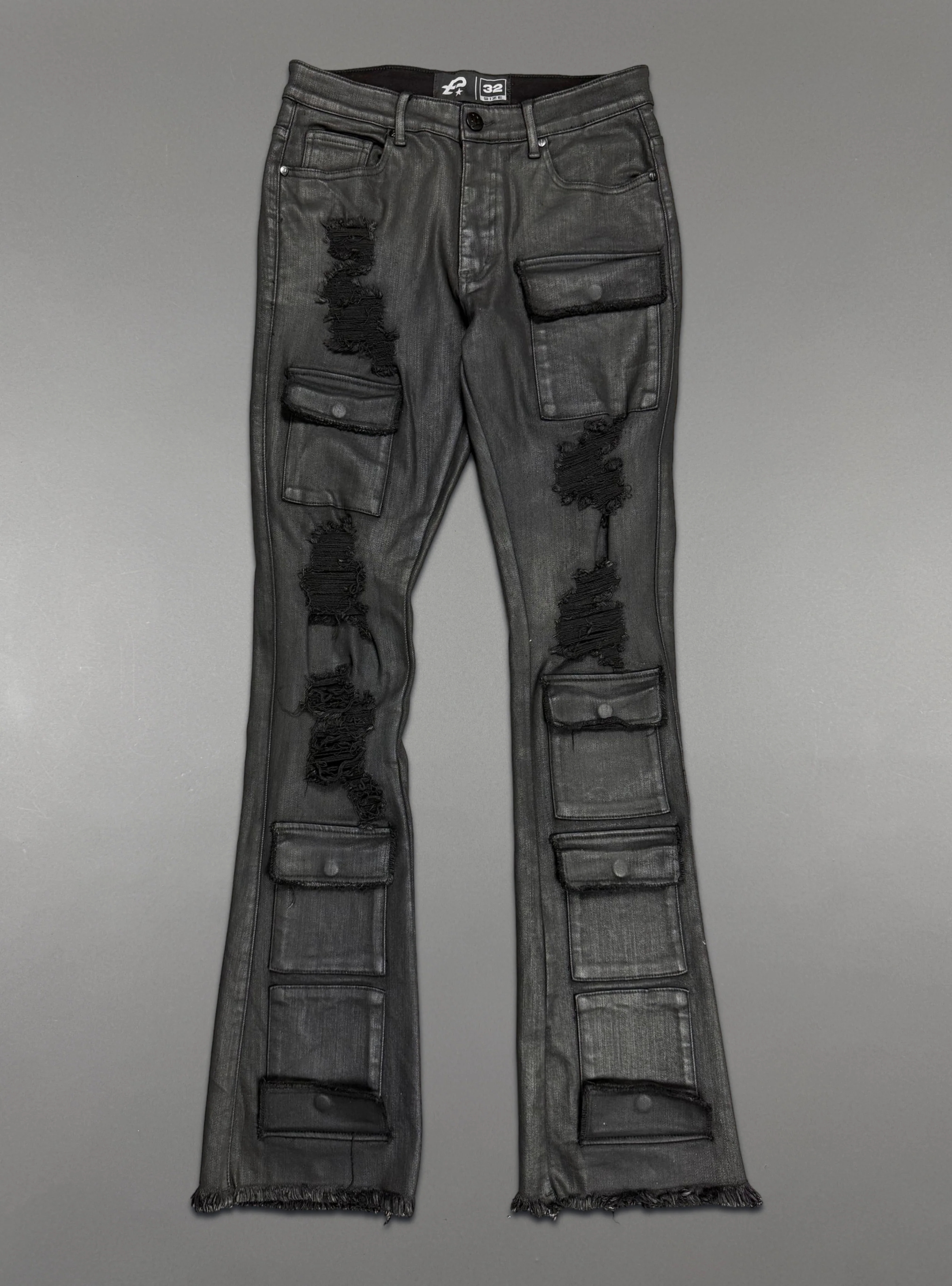 Politics Jeans - Jet Black Waxed denim - Stacked Fit - SPR-20 - Image 2