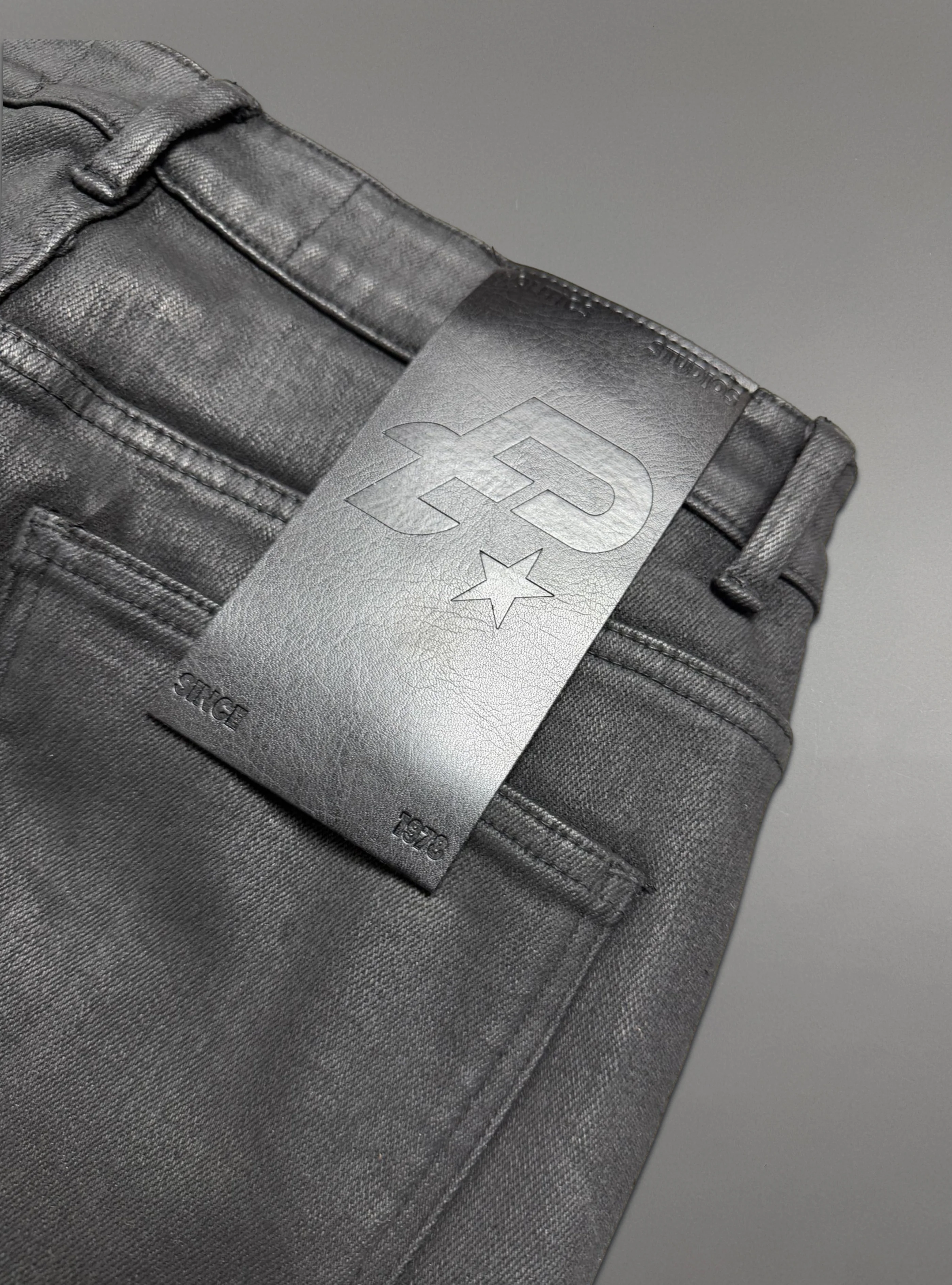 Politics Jeans - Jet Black Waxed denim - Stacked Fit - SPR-20 - Image 6