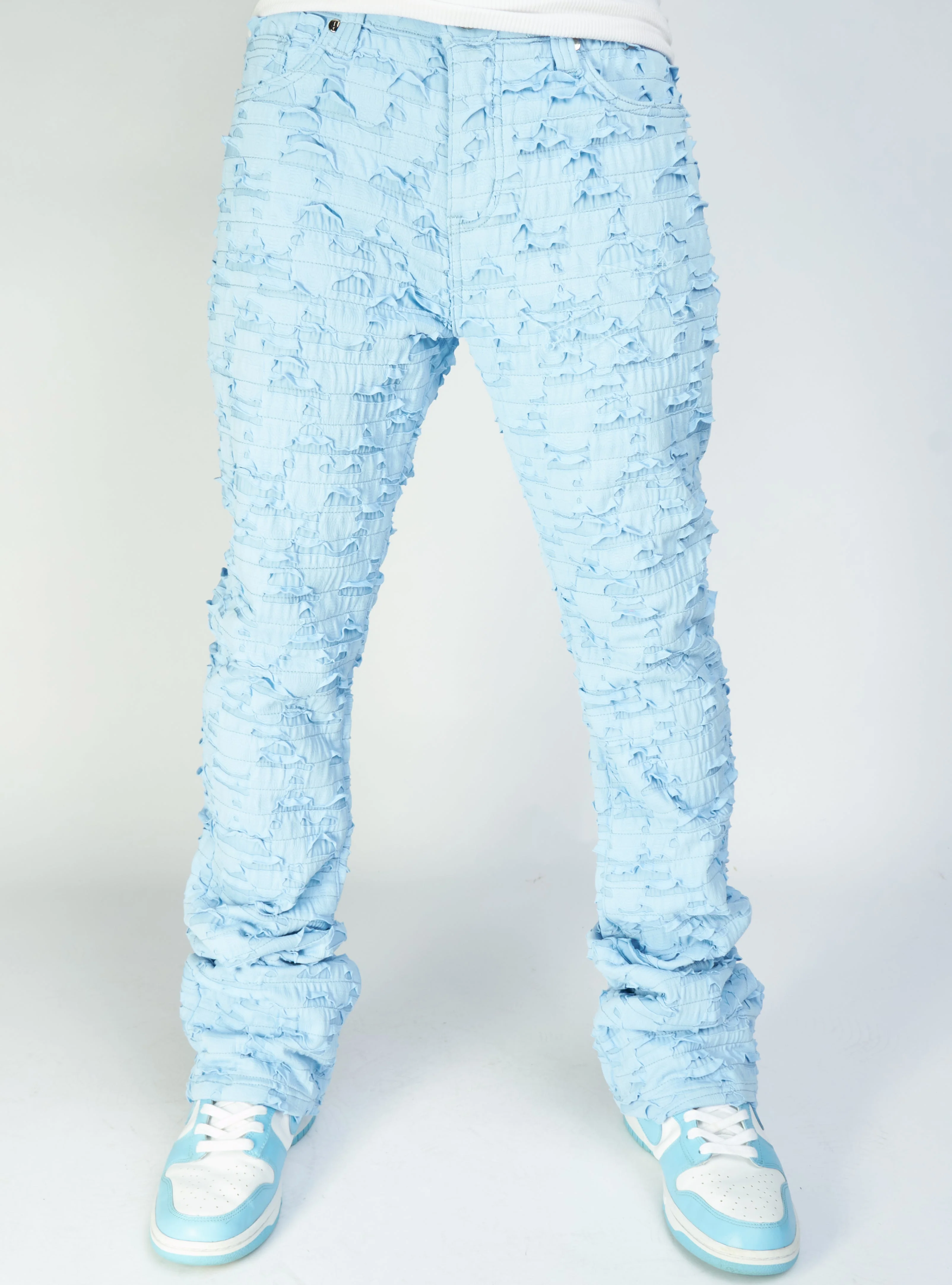Politics Jeans - Lucas - Baby Blue - Shredded Stacked Flare - 504
