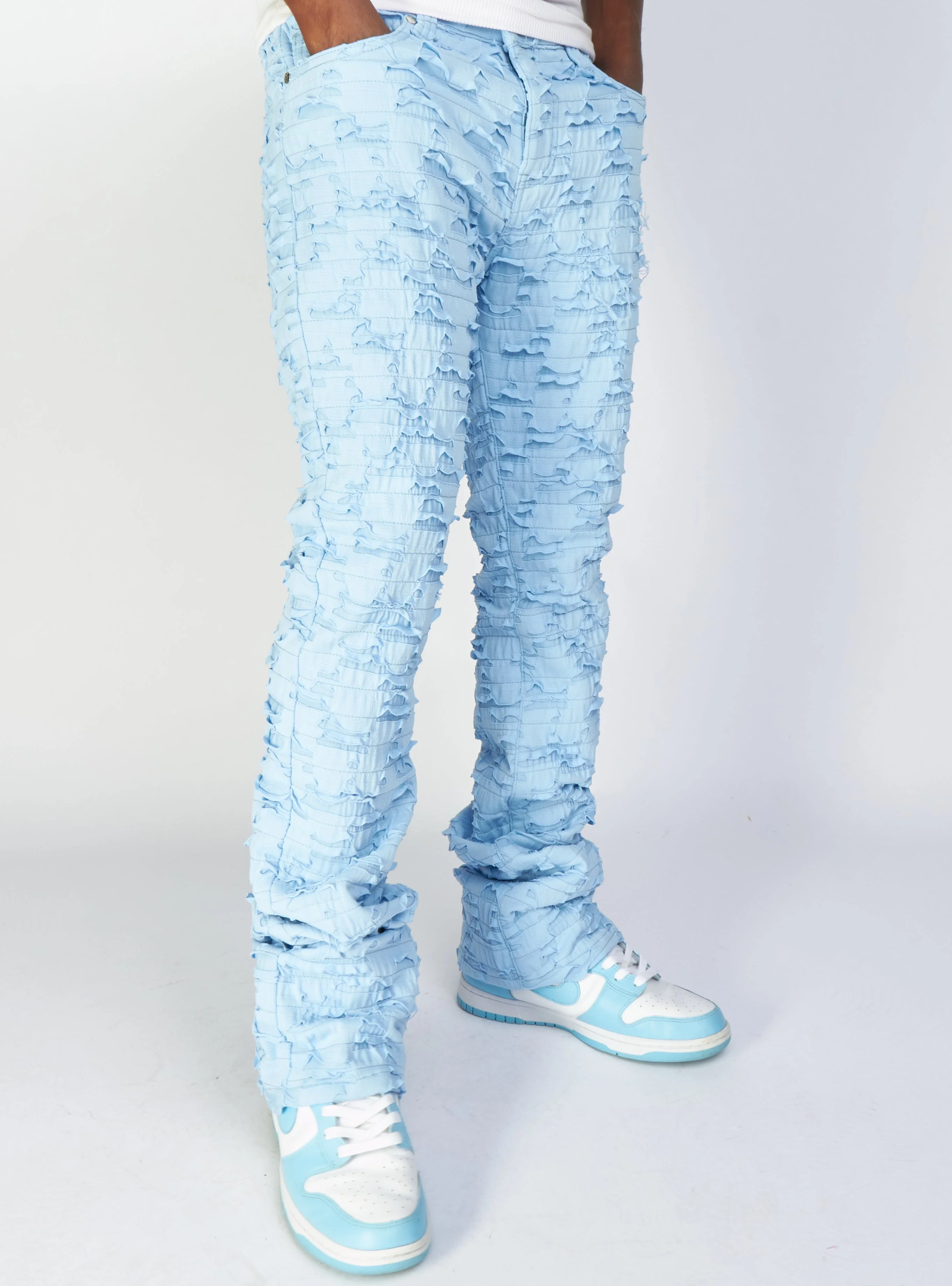 Politics Jeans - Lucas - Baby Blue - Shredded Stacked Flare - 504 - Image 8