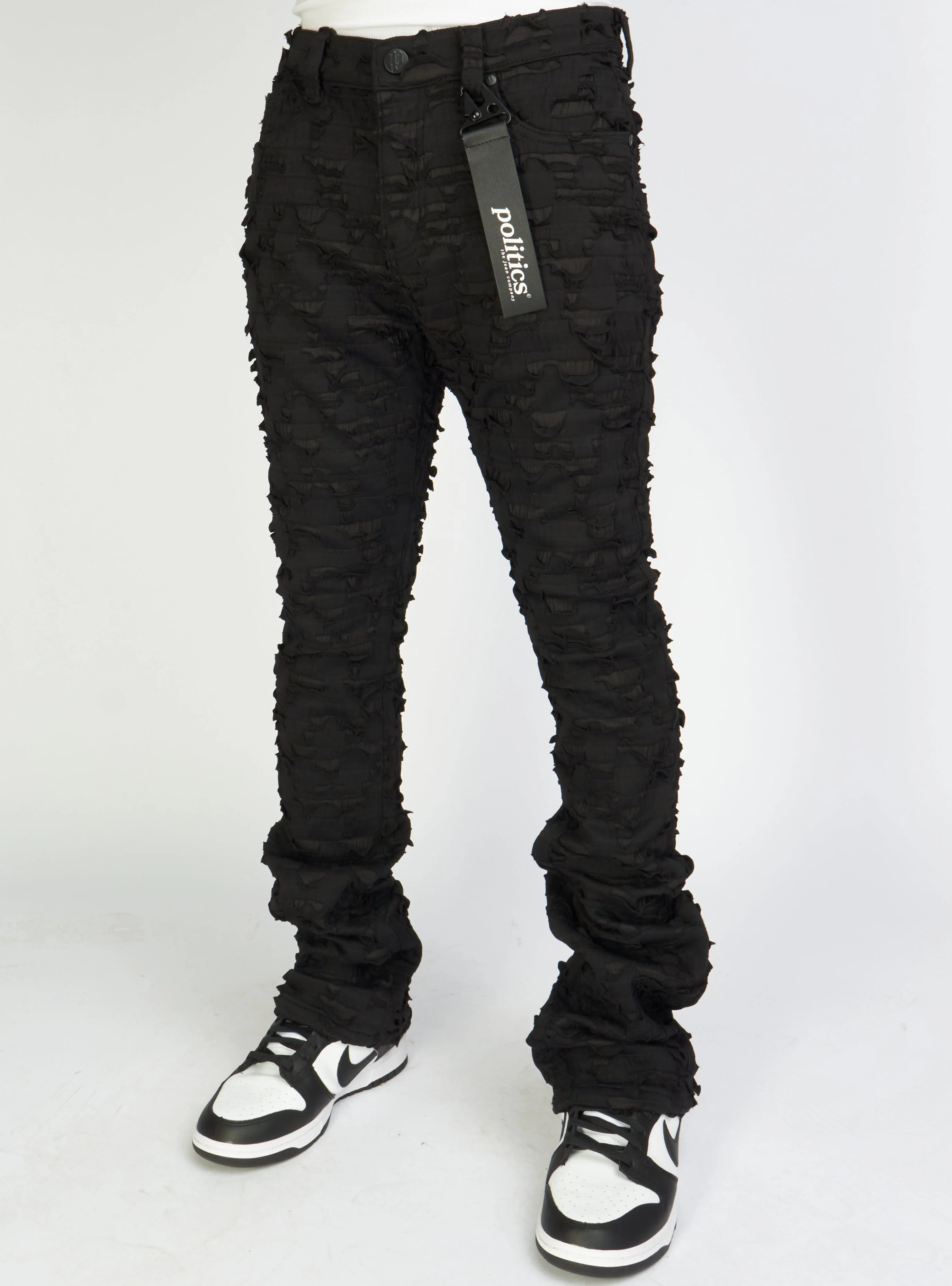 Politics Jeans - Lucas - Black - Shredded Stacked Flare - 503 - Image 2