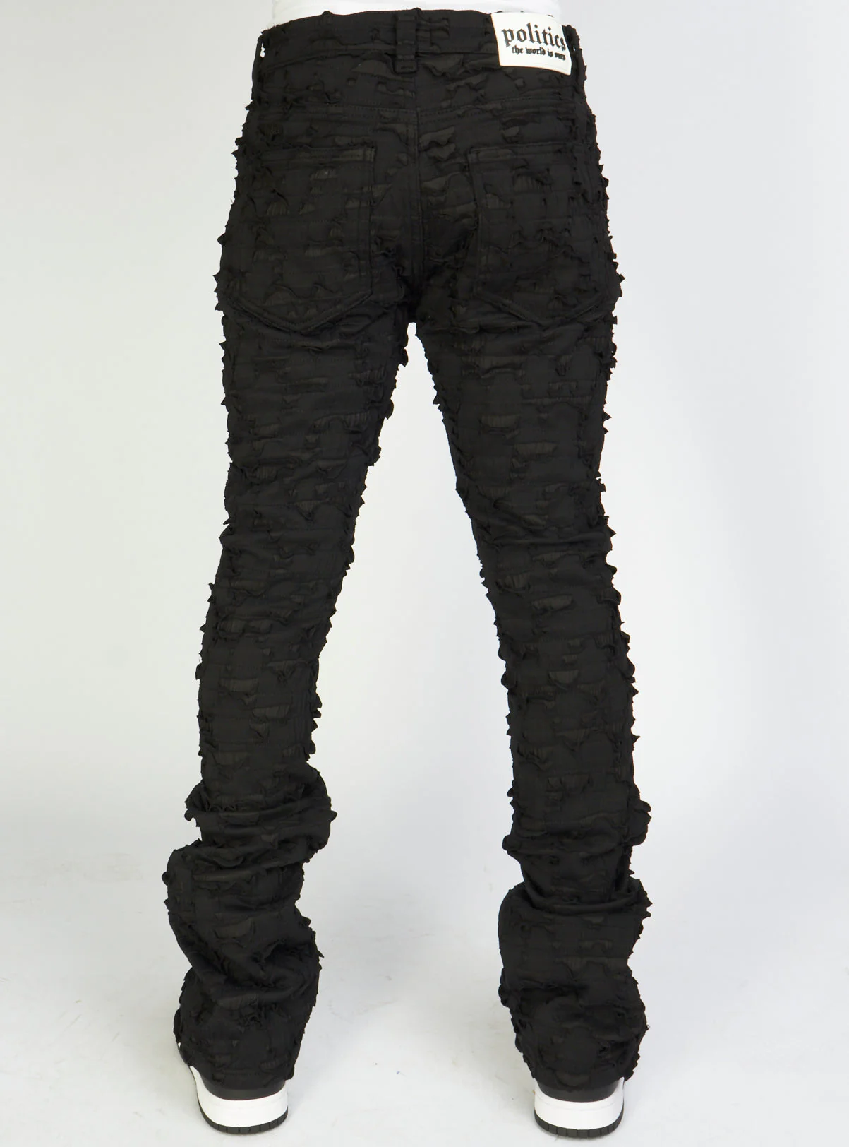 Politics Jeans - Lucas - Black - Shredded Stacked Flare - 503 - Image 3