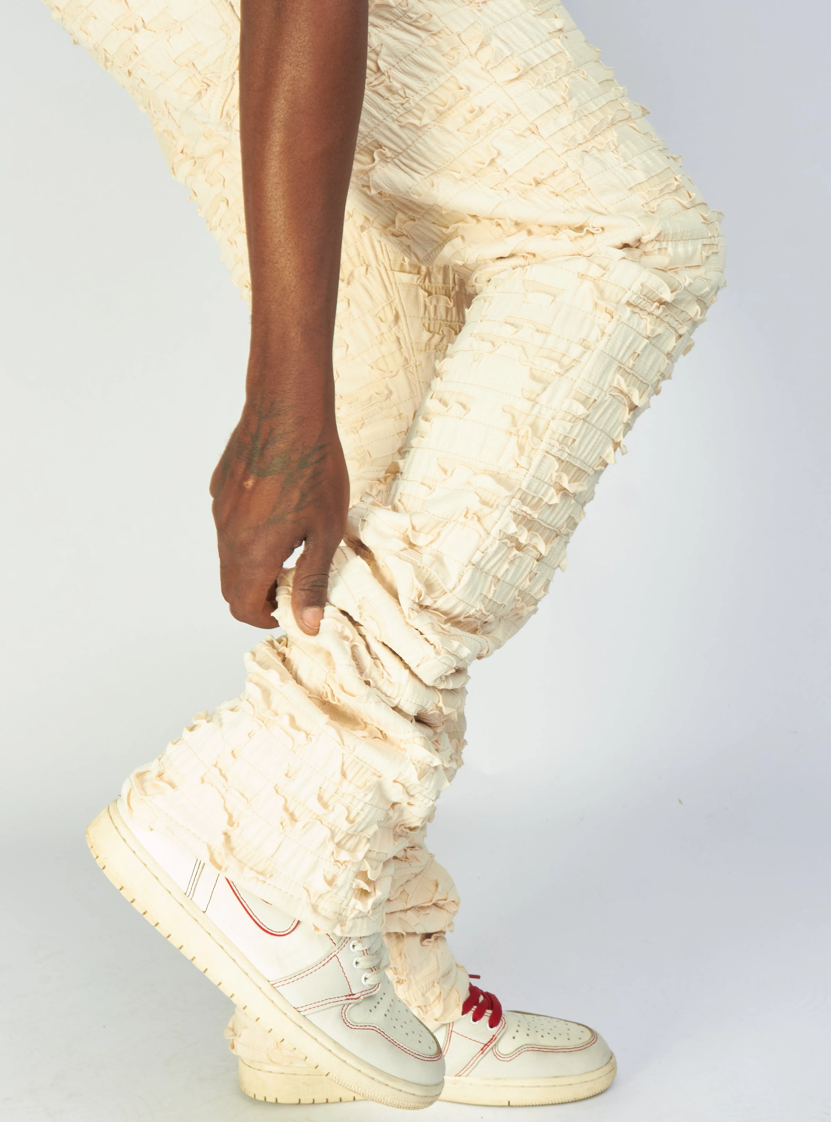 Politics Jeans - Lucas - Cream - Shredded Stacked Flare  - 501 - Image 3