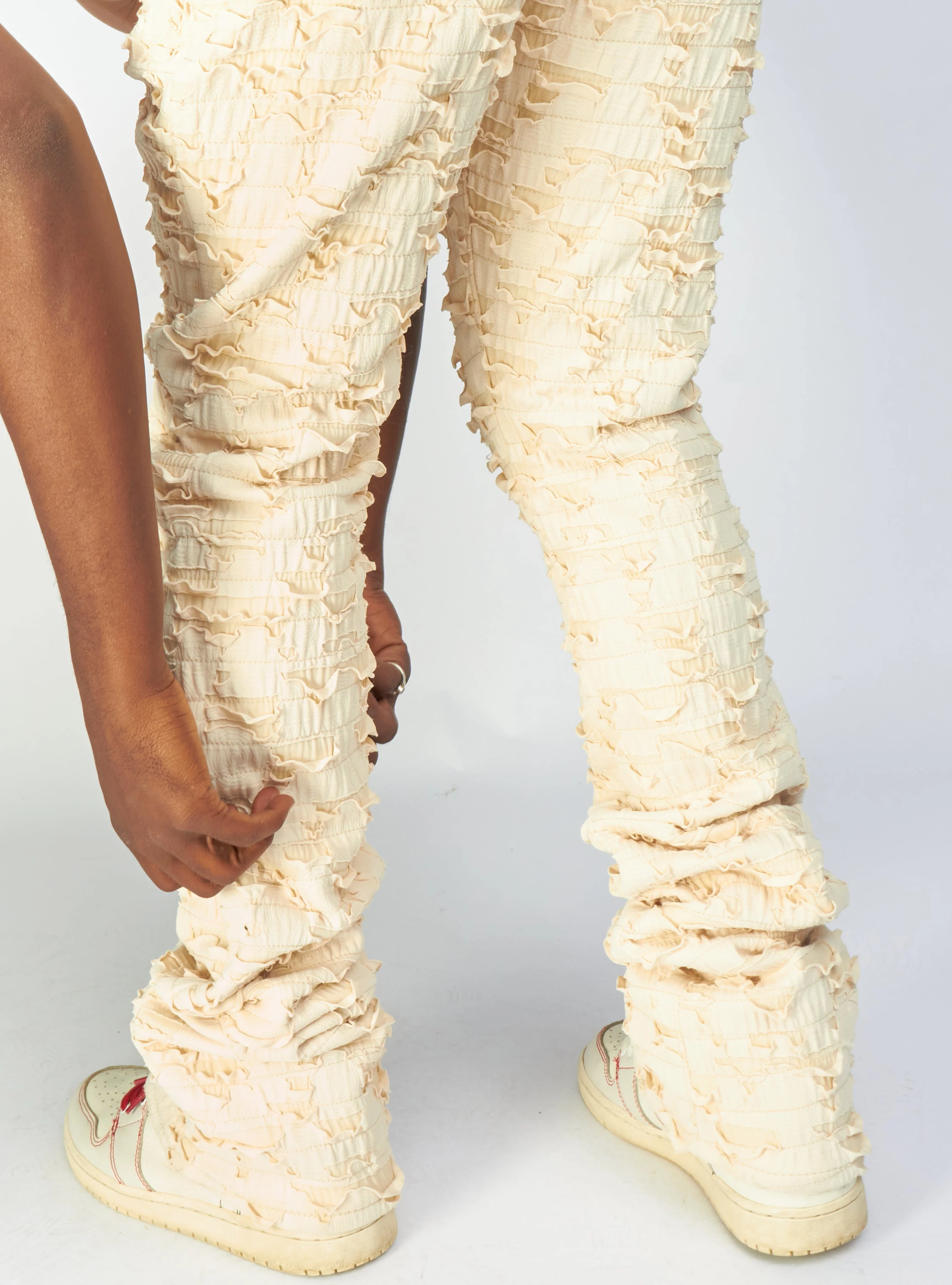 Politics Jeans - Lucas - Cream - Shredded Stacked Flare  - 501 - Image 5
