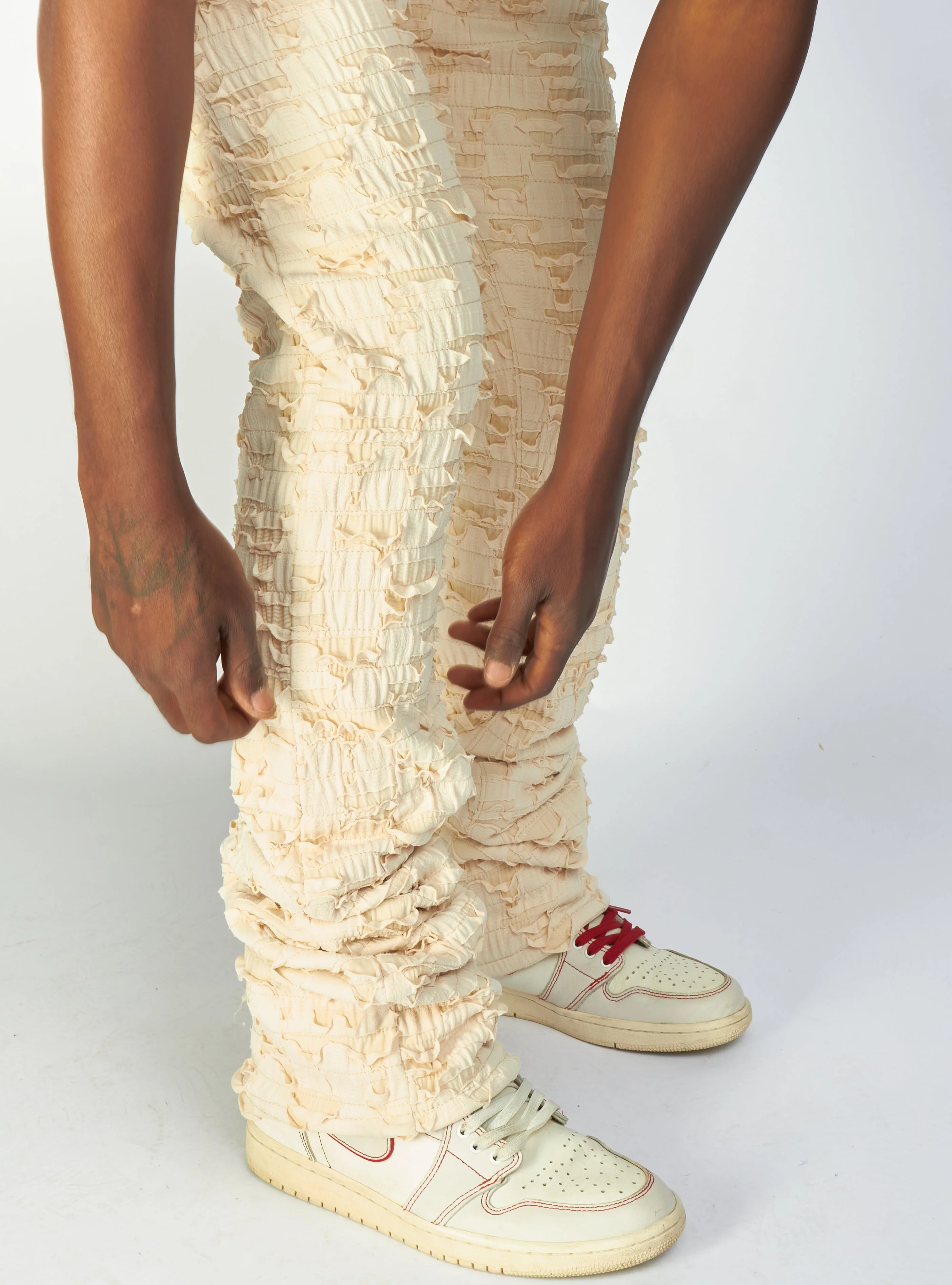 Politics Jeans - Lucas - Cream - Shredded Stacked Flare  - 501 - Image 7