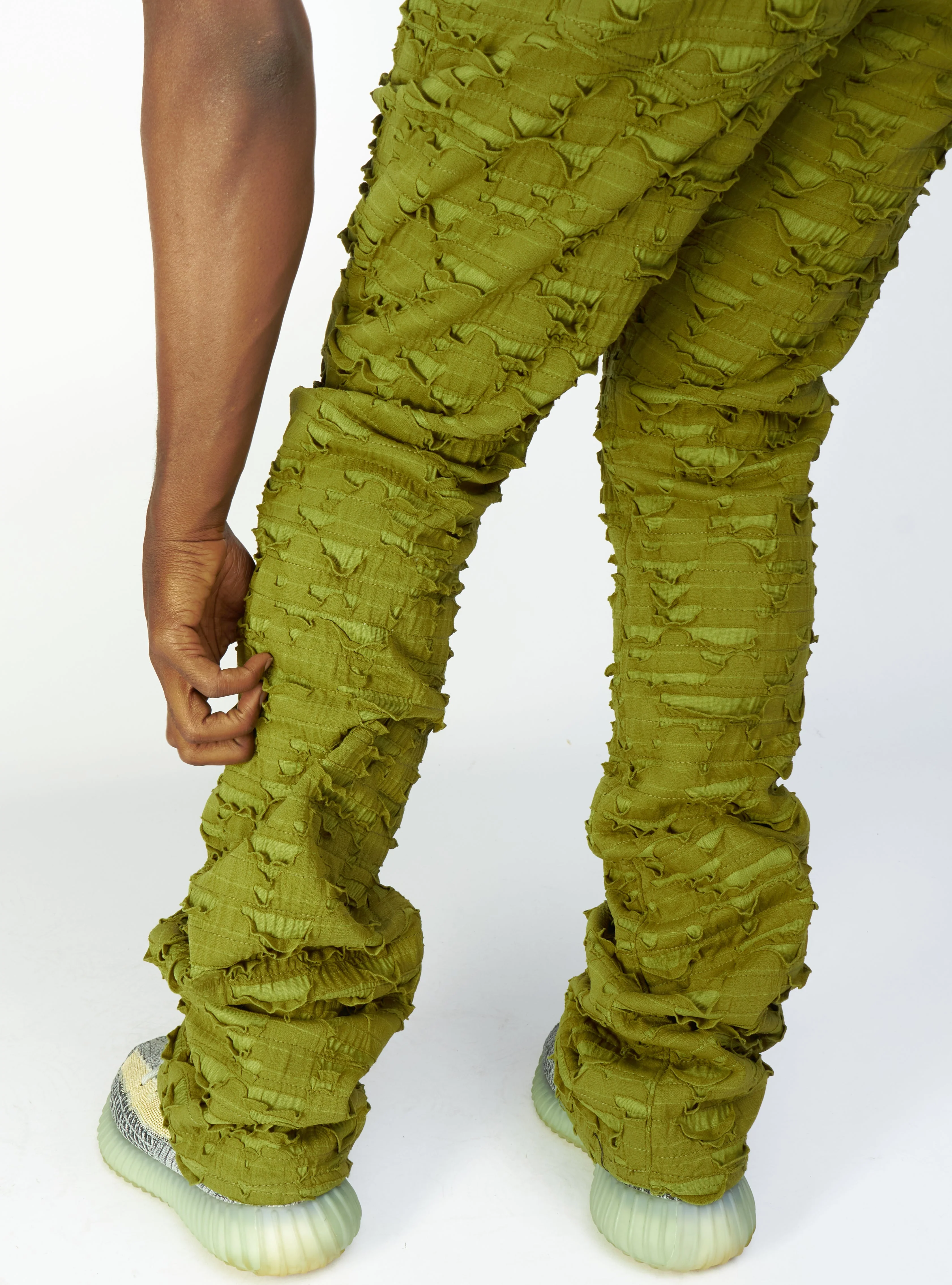 Politics Jeans - Lucas - Olive - Shredded Stacked Flare - 502 - Image 5