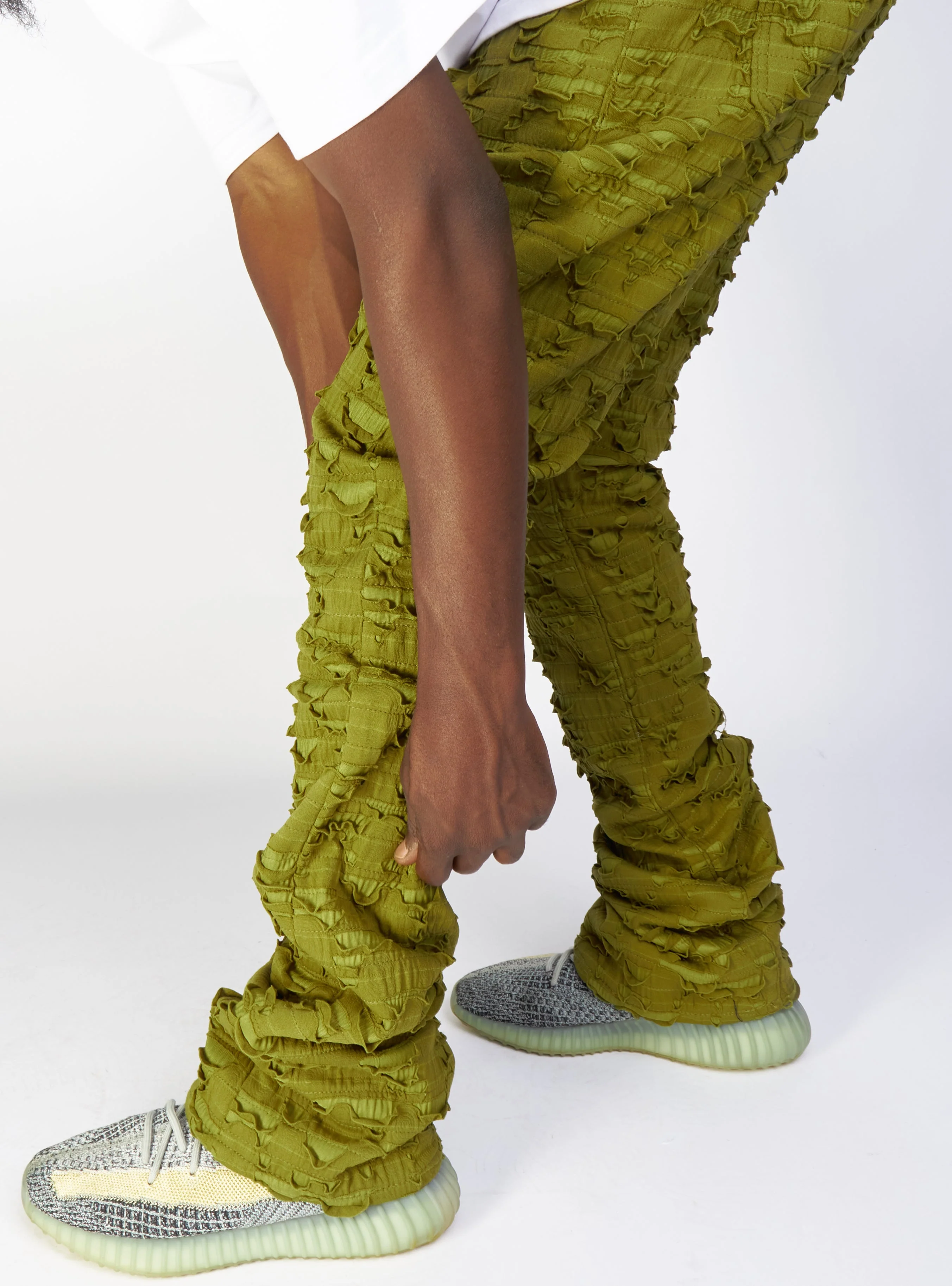 Politics Jeans - Lucas - Olive - Shredded Stacked Flare - 502 - Image 6