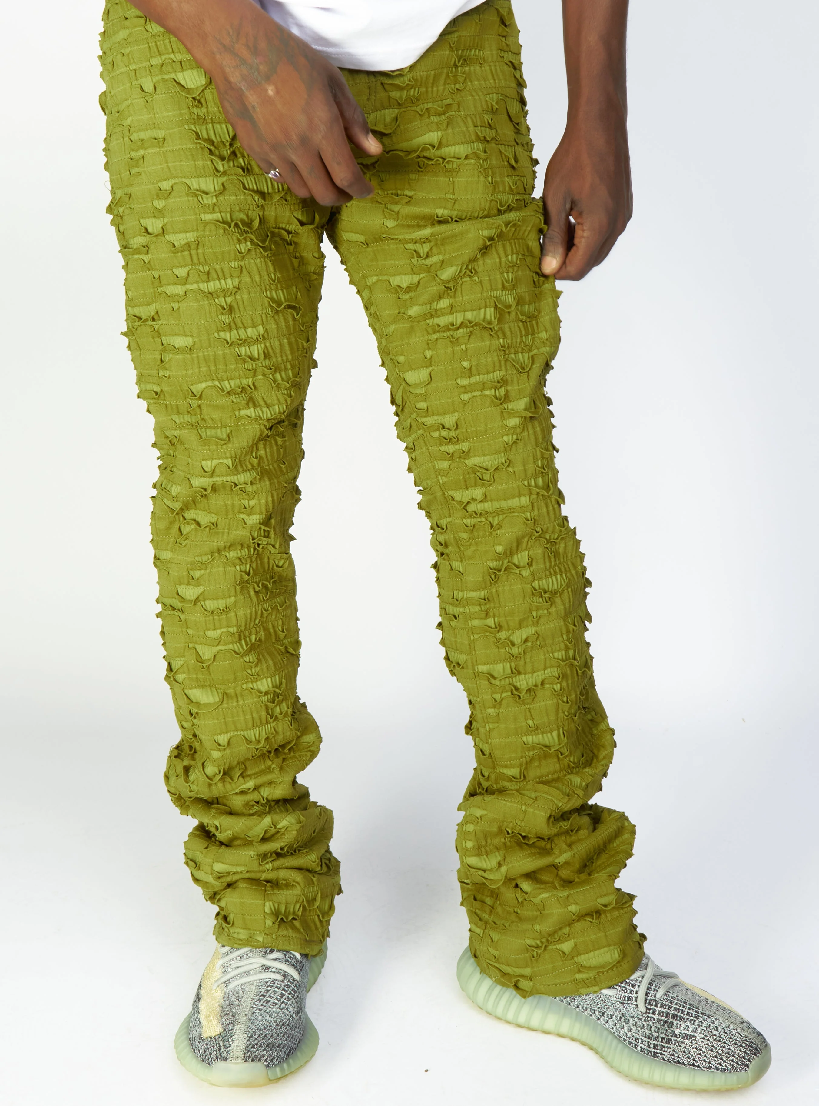 Politics Jeans - Lucas - Olive - Shredded Stacked Flare - 502 - Image 7