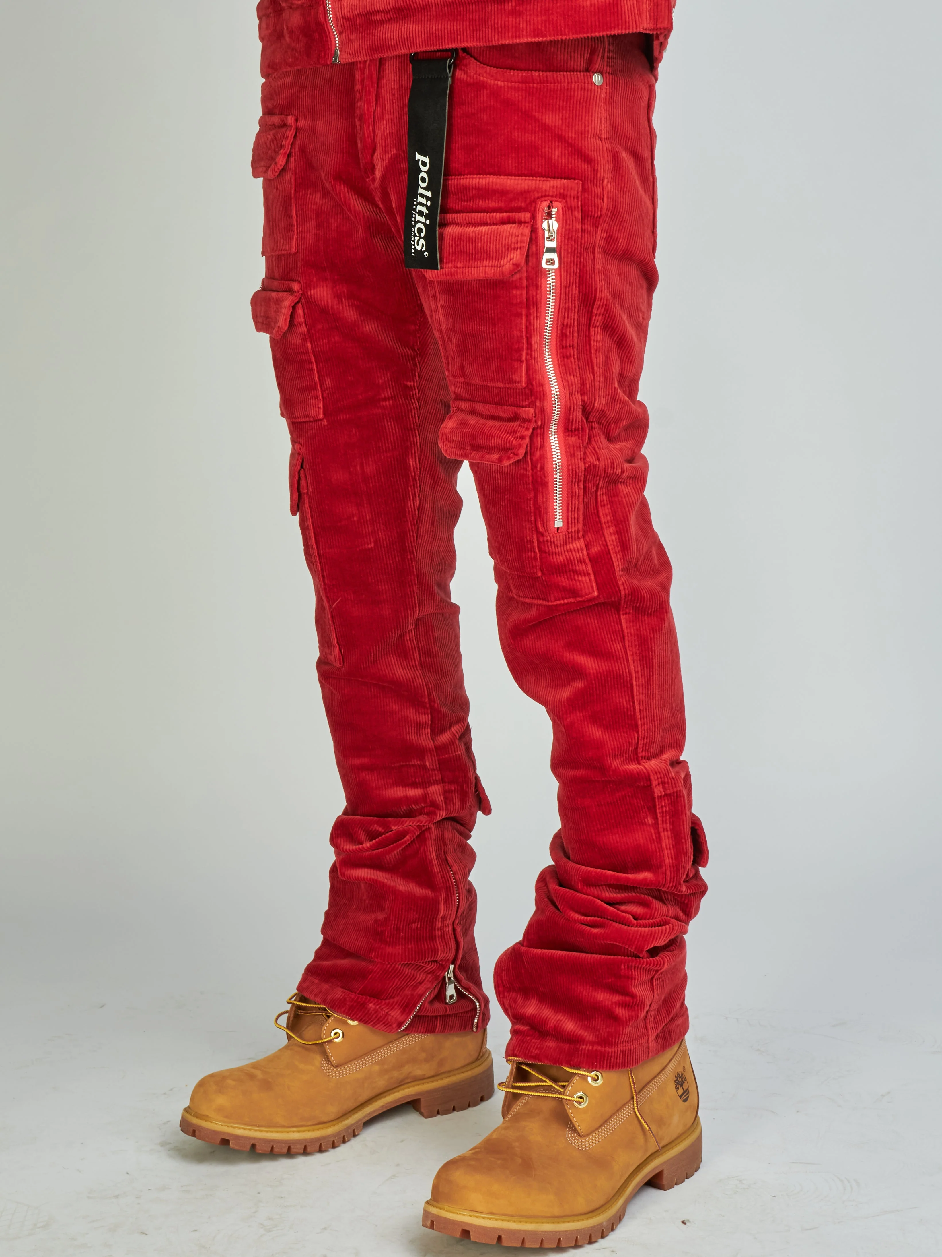 Politics Jeans - Murphy Corduroy Cargo - Red - 517 - Image 2