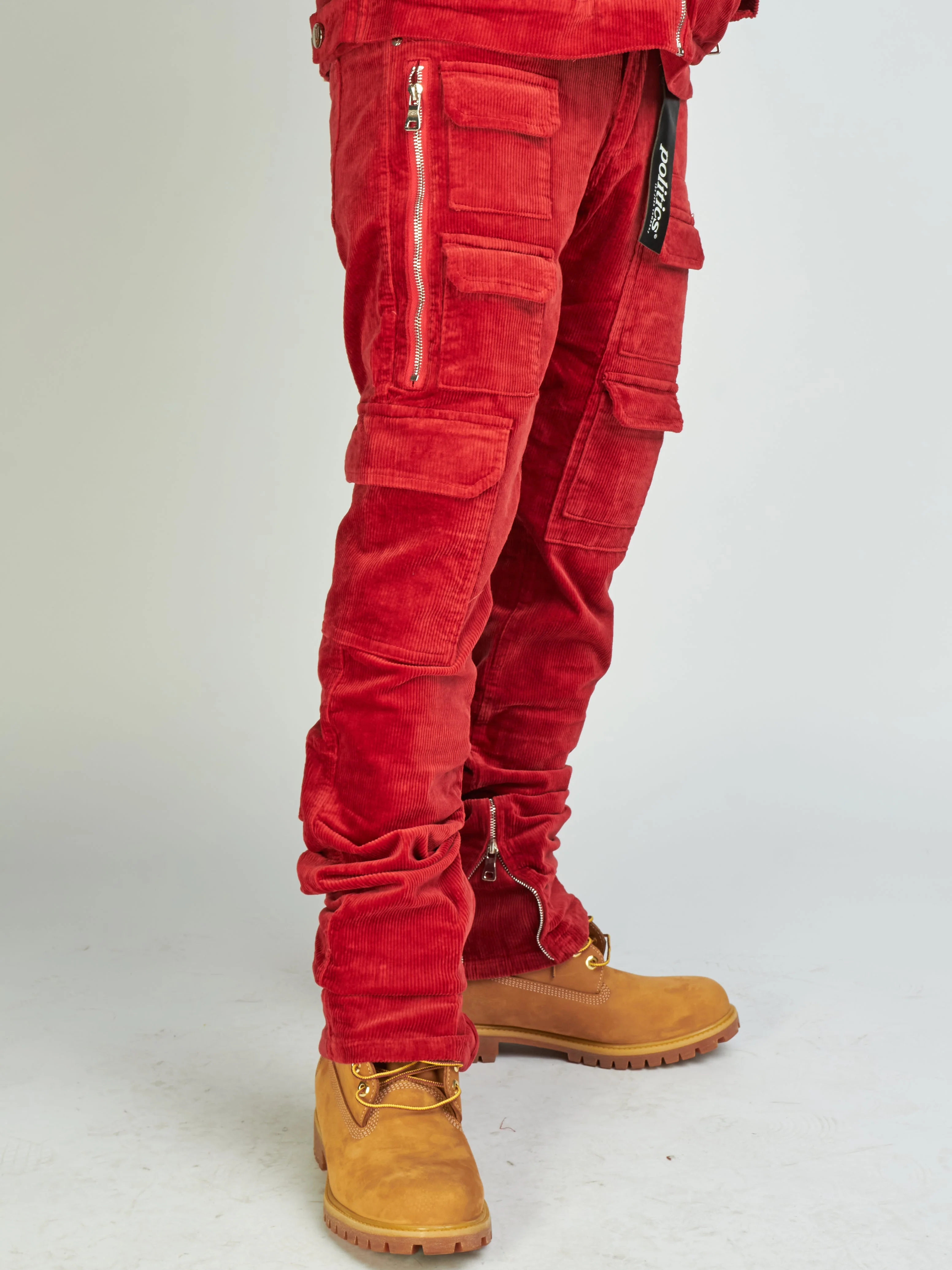 Politics Jeans - Murphy Corduroy Cargo - Red - 517 - Image 3