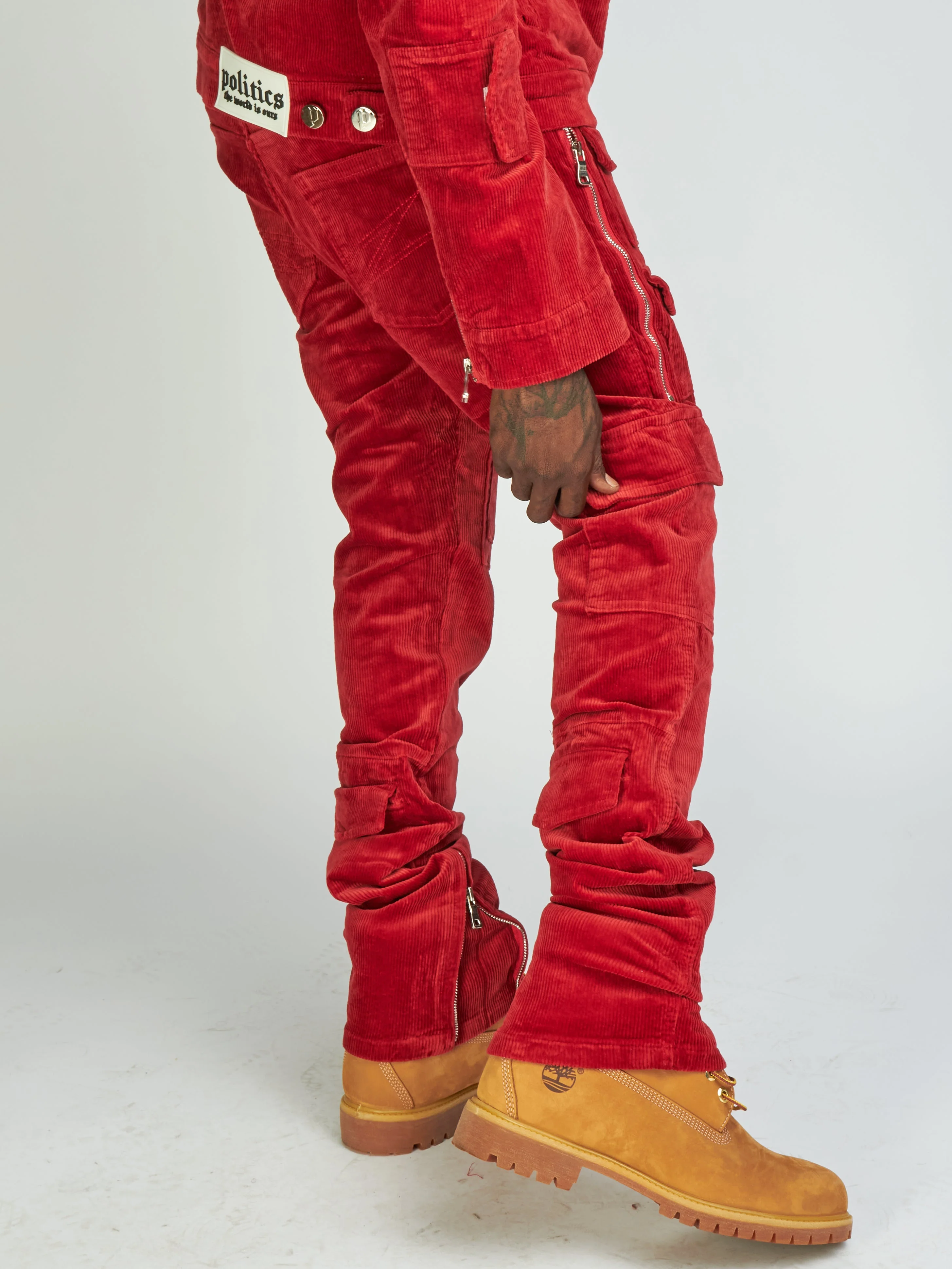 Politics Jeans - Murphy Corduroy Cargo - Red - 517 - Image 4