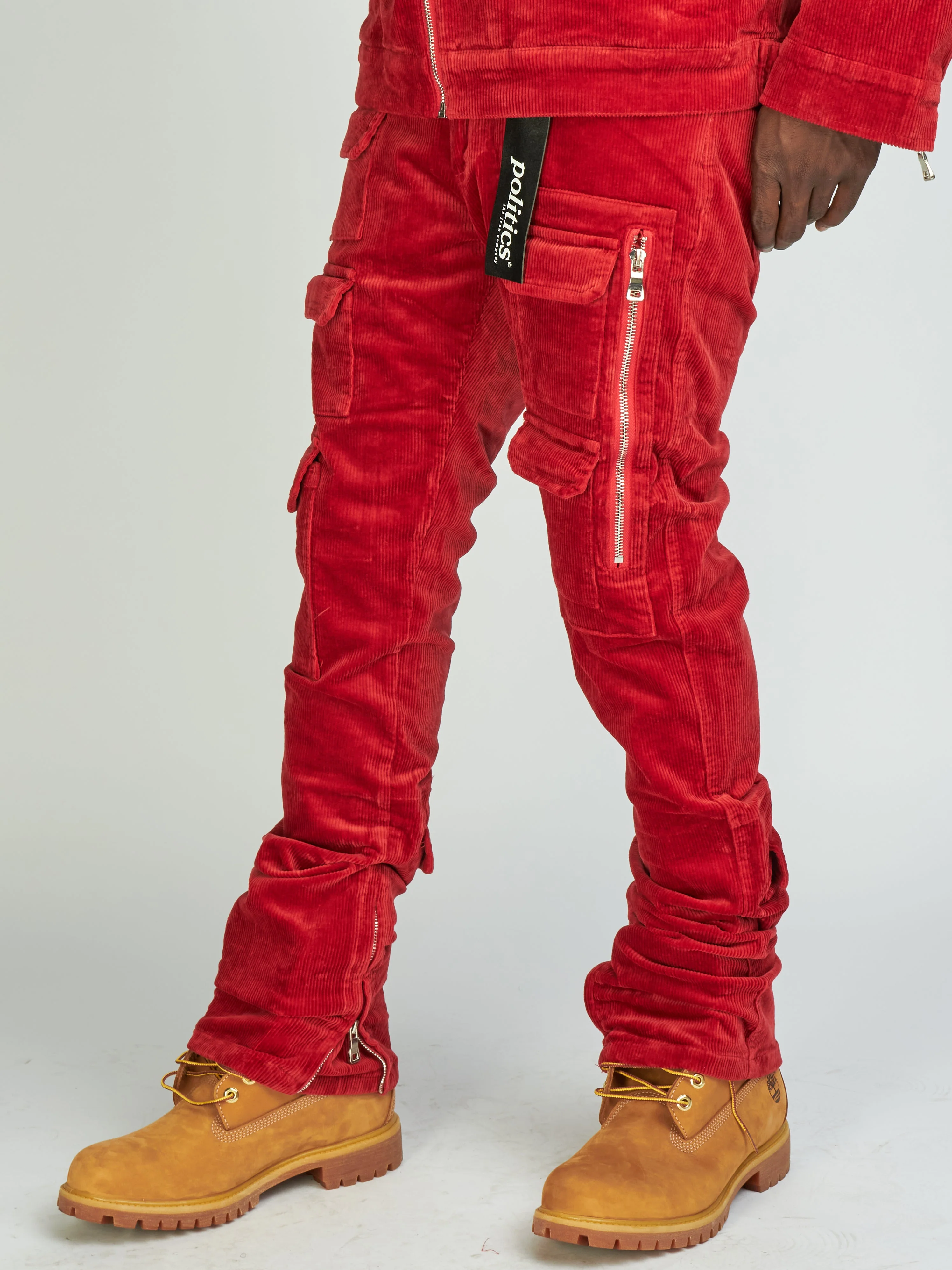 Politics Jeans - Murphy Corduroy Cargo - Red - 517 - Image 5