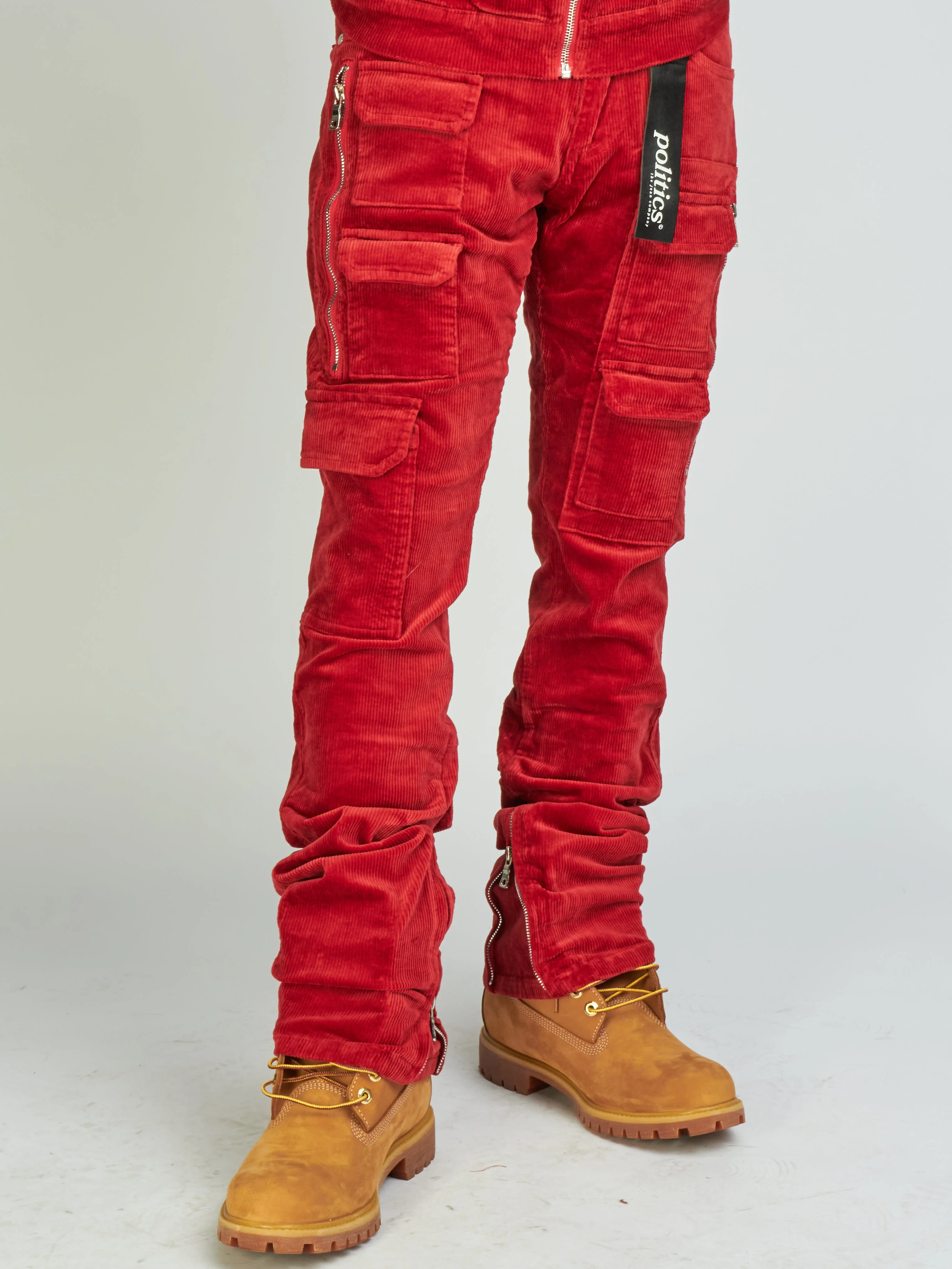 Politics Jeans - Murphy Corduroy Cargo - Red - 517 - Image 7