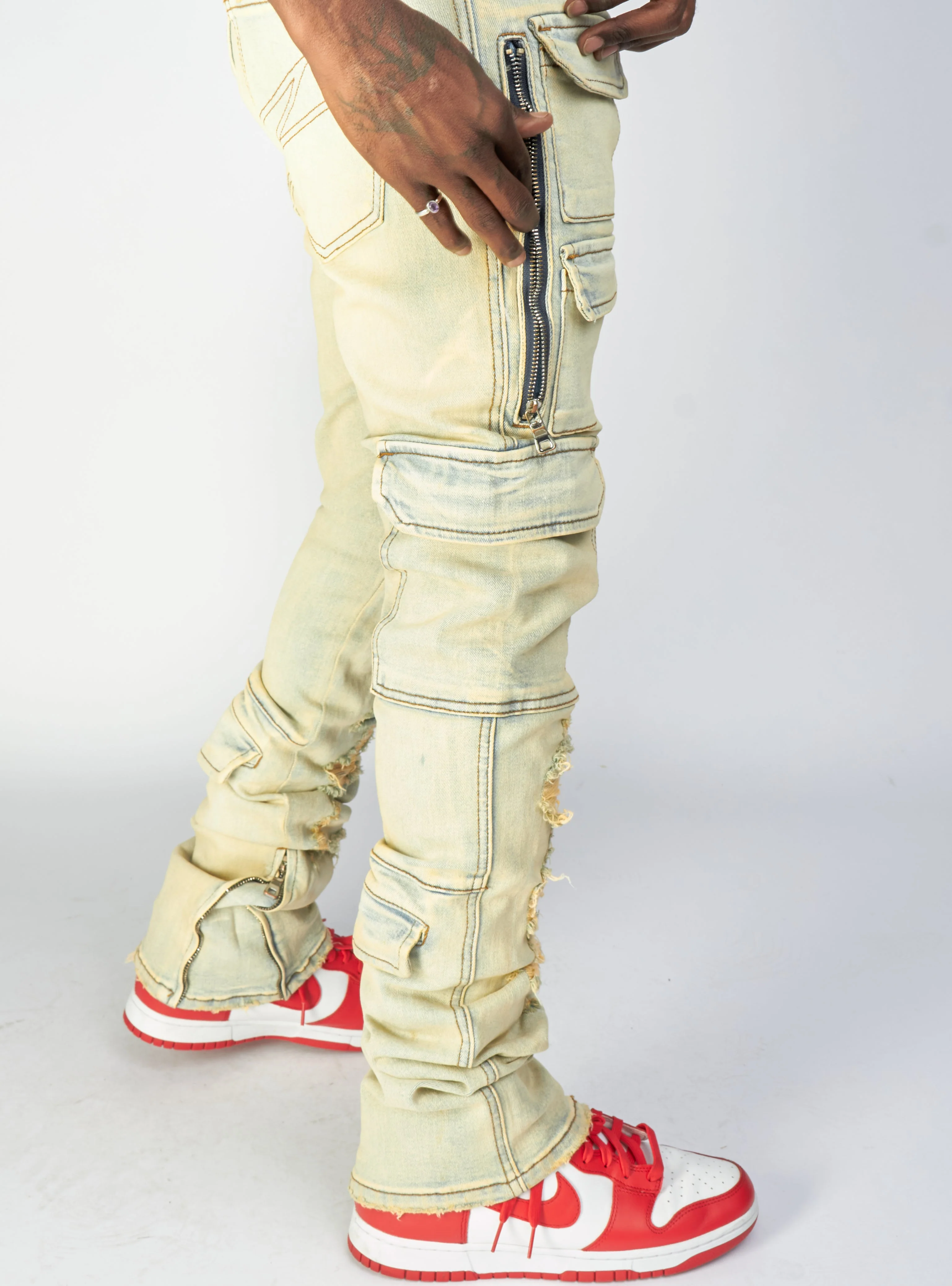 Politics Jeans - Murphy - Light Sand Blast - Skinny Stacked Cargo Zip Flare - 511 - Image 5