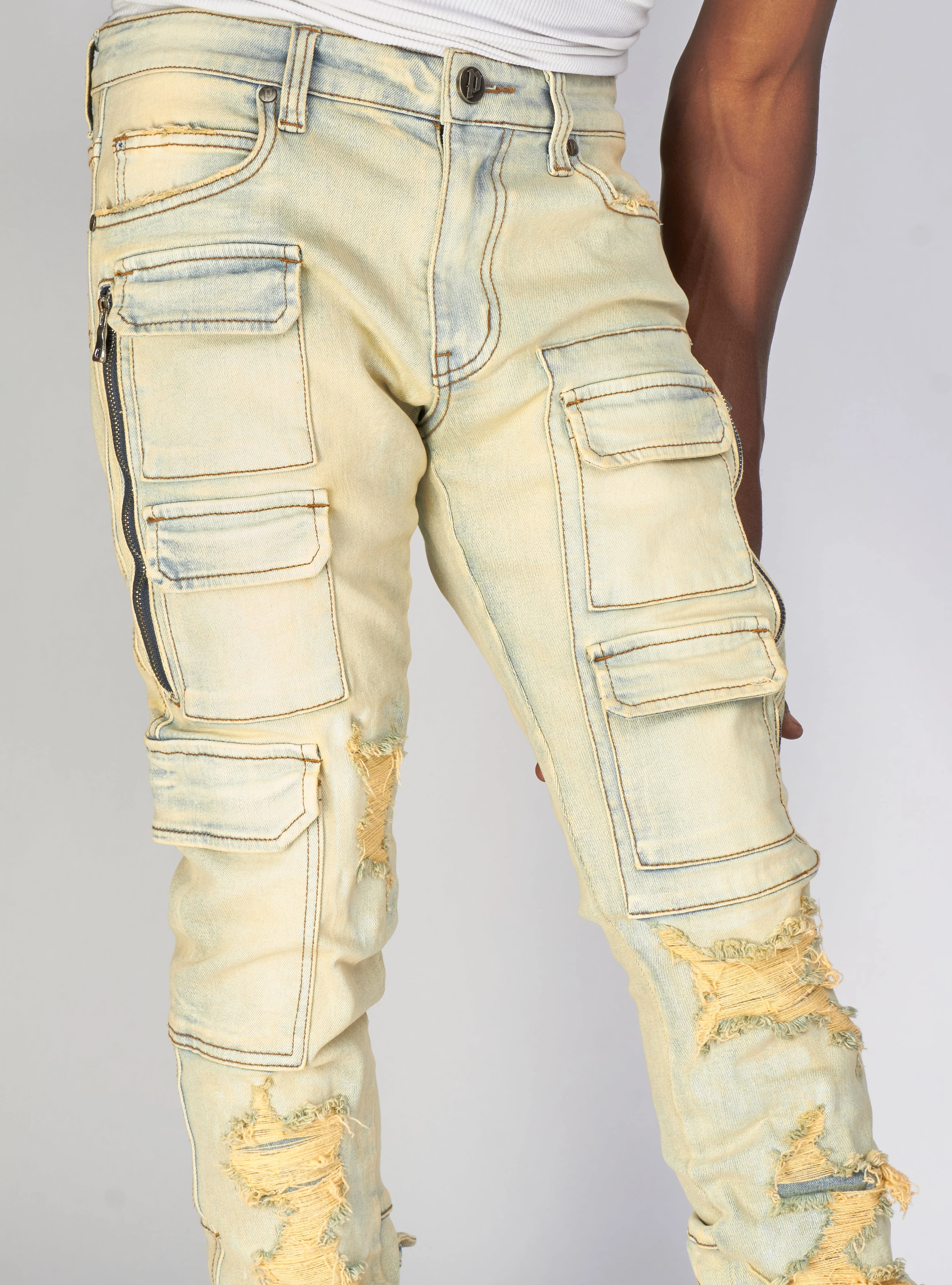 Politics Jeans - Murphy - Light Sand Blast - Skinny Stacked Cargo Zip Flare - 511 - Image 6