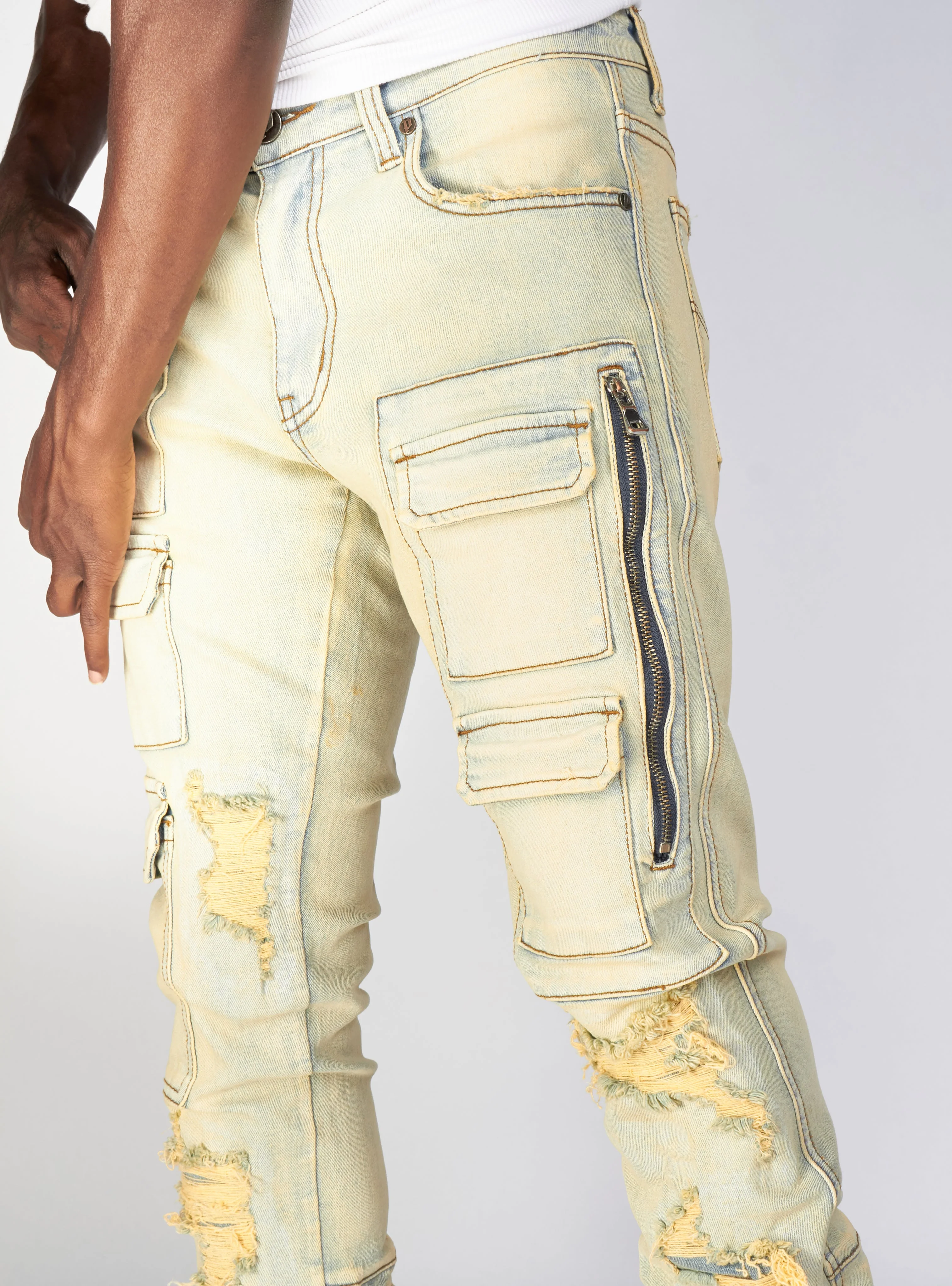 Politics Jeans - Murphy - Light Sand Blast - Skinny Stacked Cargo Zip Flare - 511 - Image 8