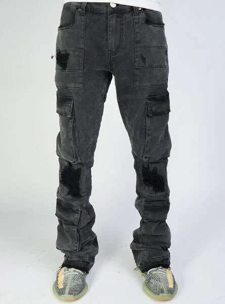 Politics Jeans - Stacked Cargo Flare - Otto - Black Acid - 503