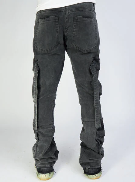 Politics Jeans - Stacked Cargo Flare - Otto - Black Acid - 503 - Image 2