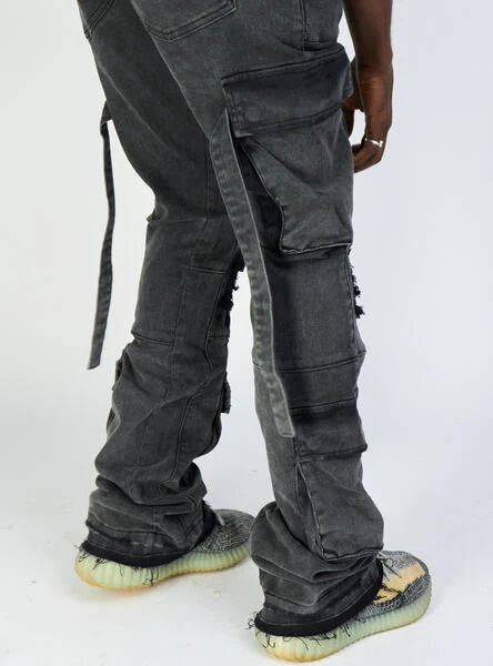 Politics Jeans - Stacked Cargo Flare - Otto - Black Acid - 503 - Image 3