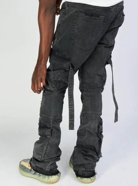 Politics Jeans - Stacked Cargo Flare - Otto - Black Acid - 503 - Image 4