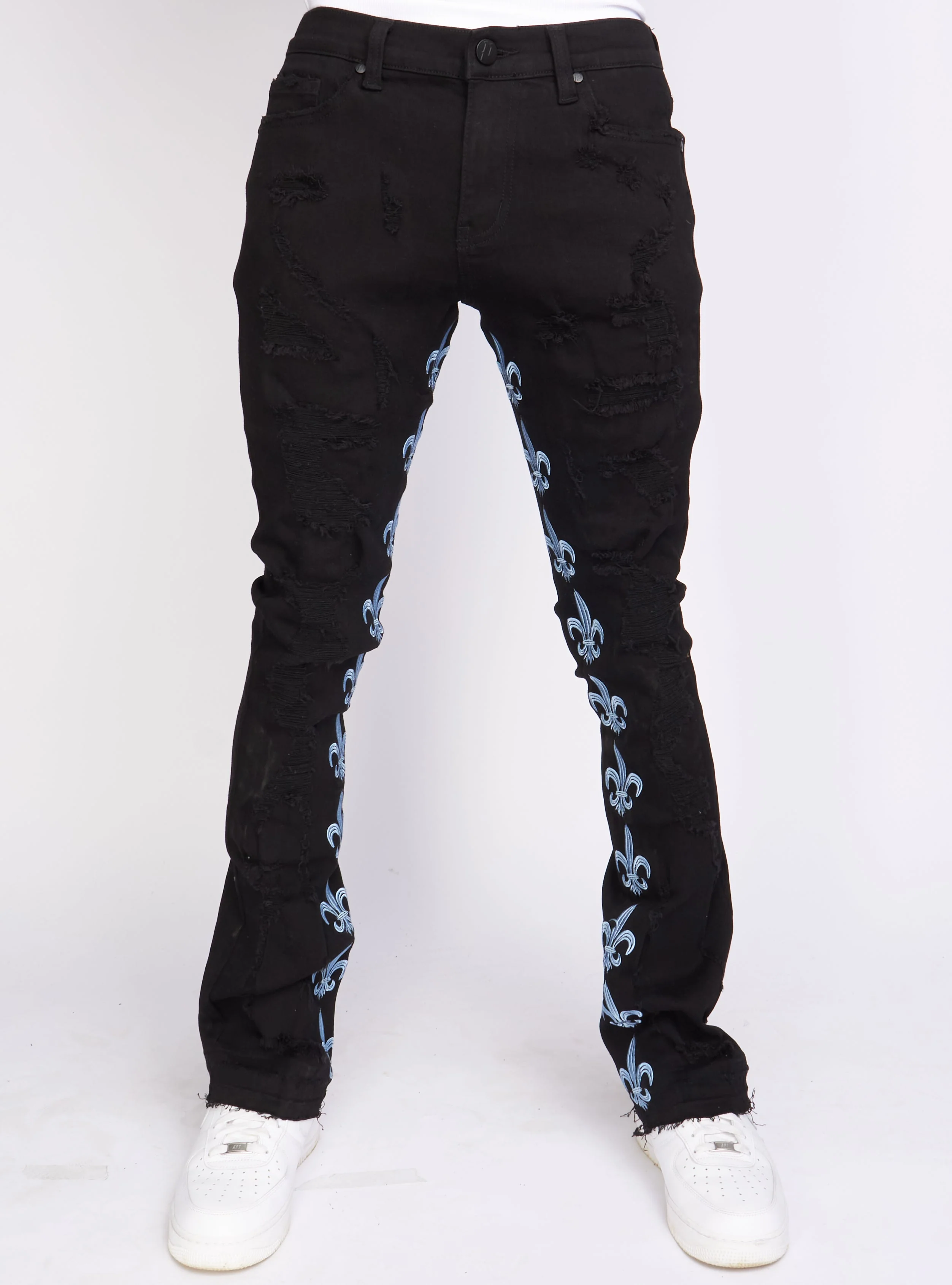 Politics Jeans - Stacked Embroidery - Black and Blue - Barkley506