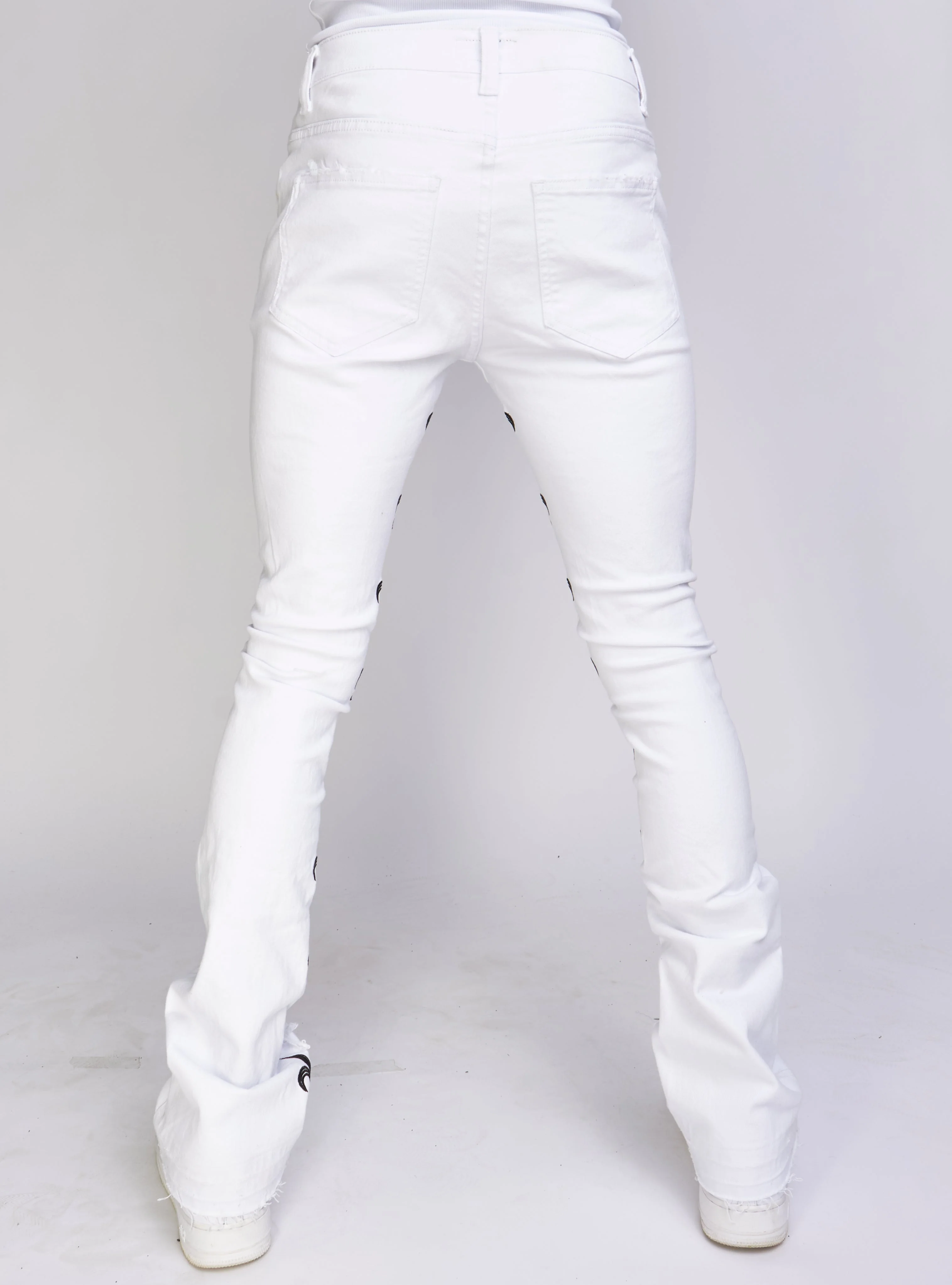 Politics Jeans - Stacked Embroidery - White and Black - Barkley503 - Image 2