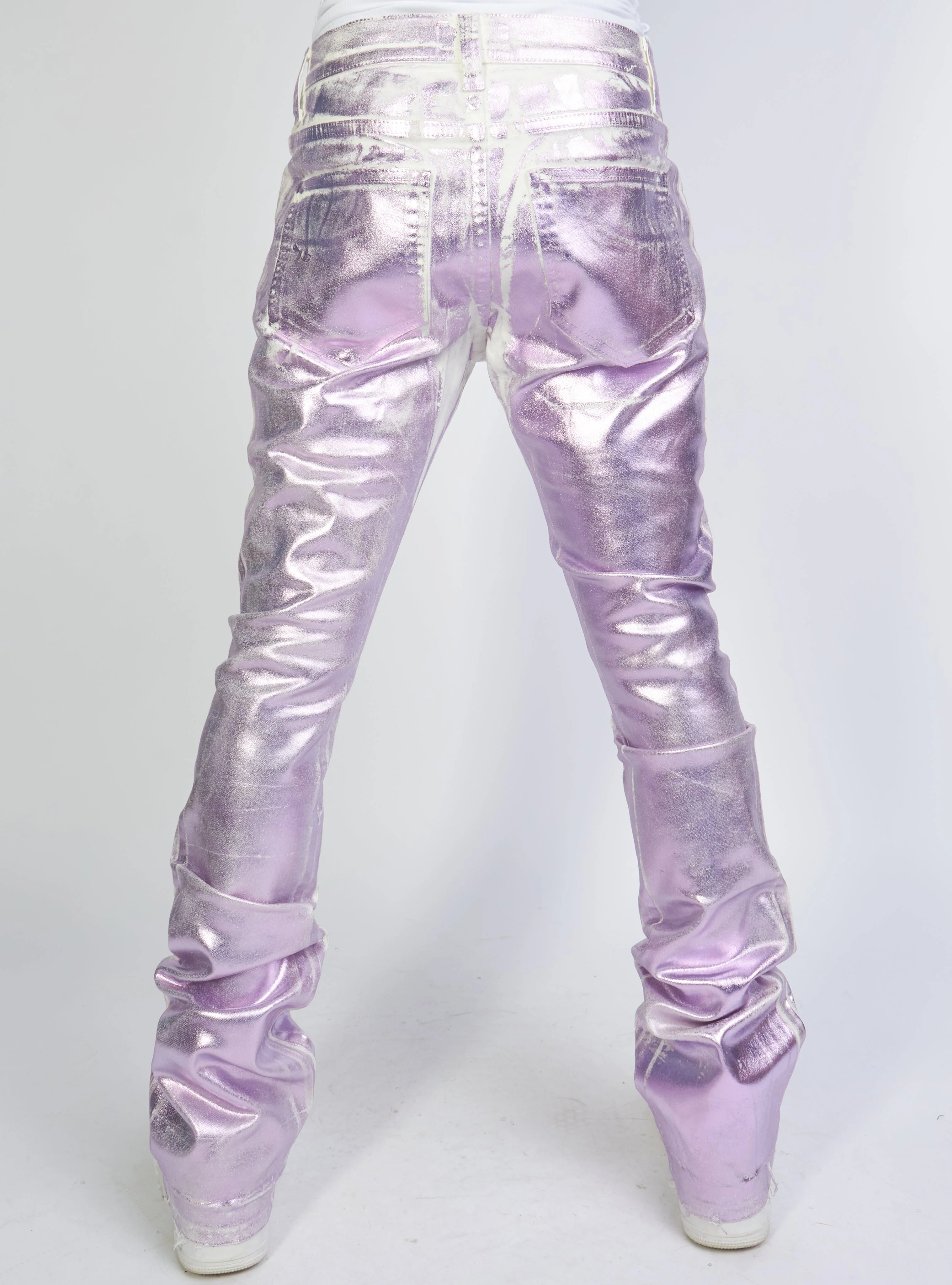 Politics Jeans - Stacked Metallic Printed Denim - Lavender - Cobray505 - Image 2