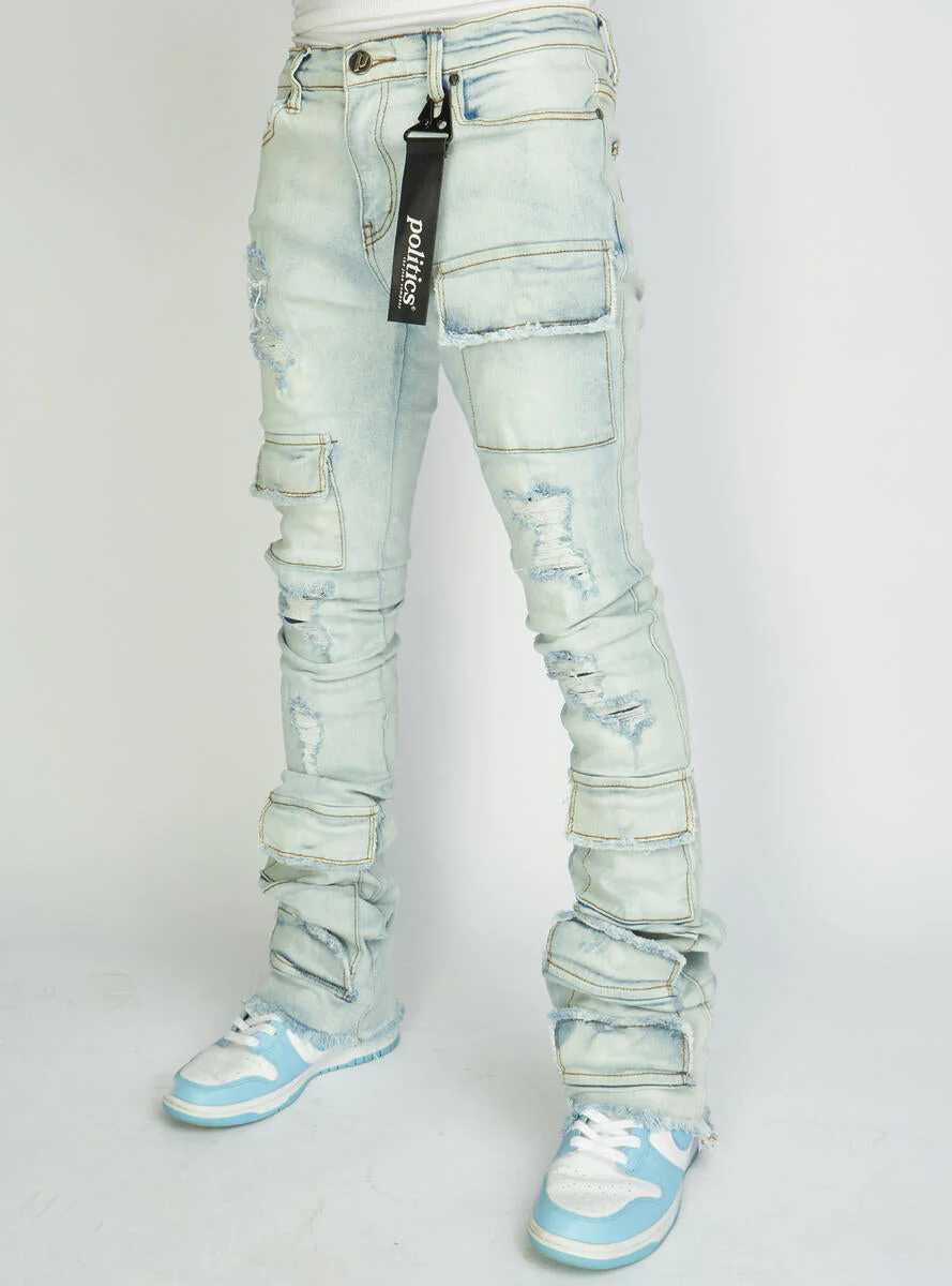 Politics Jeans - Super Stacked Cargo - Light Blue - Marcel513 - Image 3