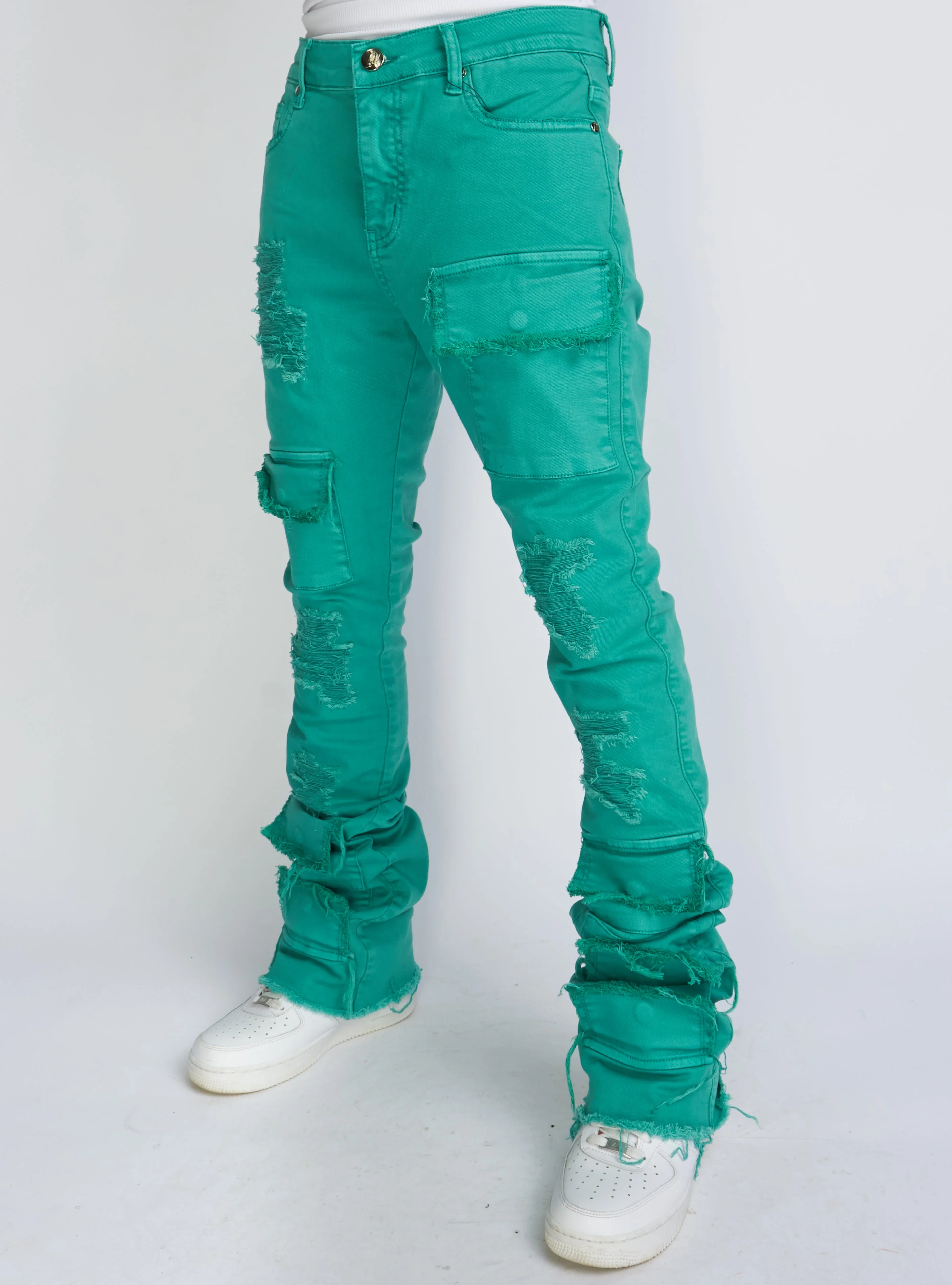 Politics Jeans - Super Stacked Cargo - Teal - Marcel501 - Image 3