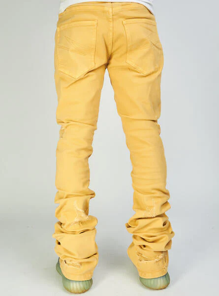 Politics Scott Super Stacked Skinny Flare Jeans — Khaki Wash - Image 3