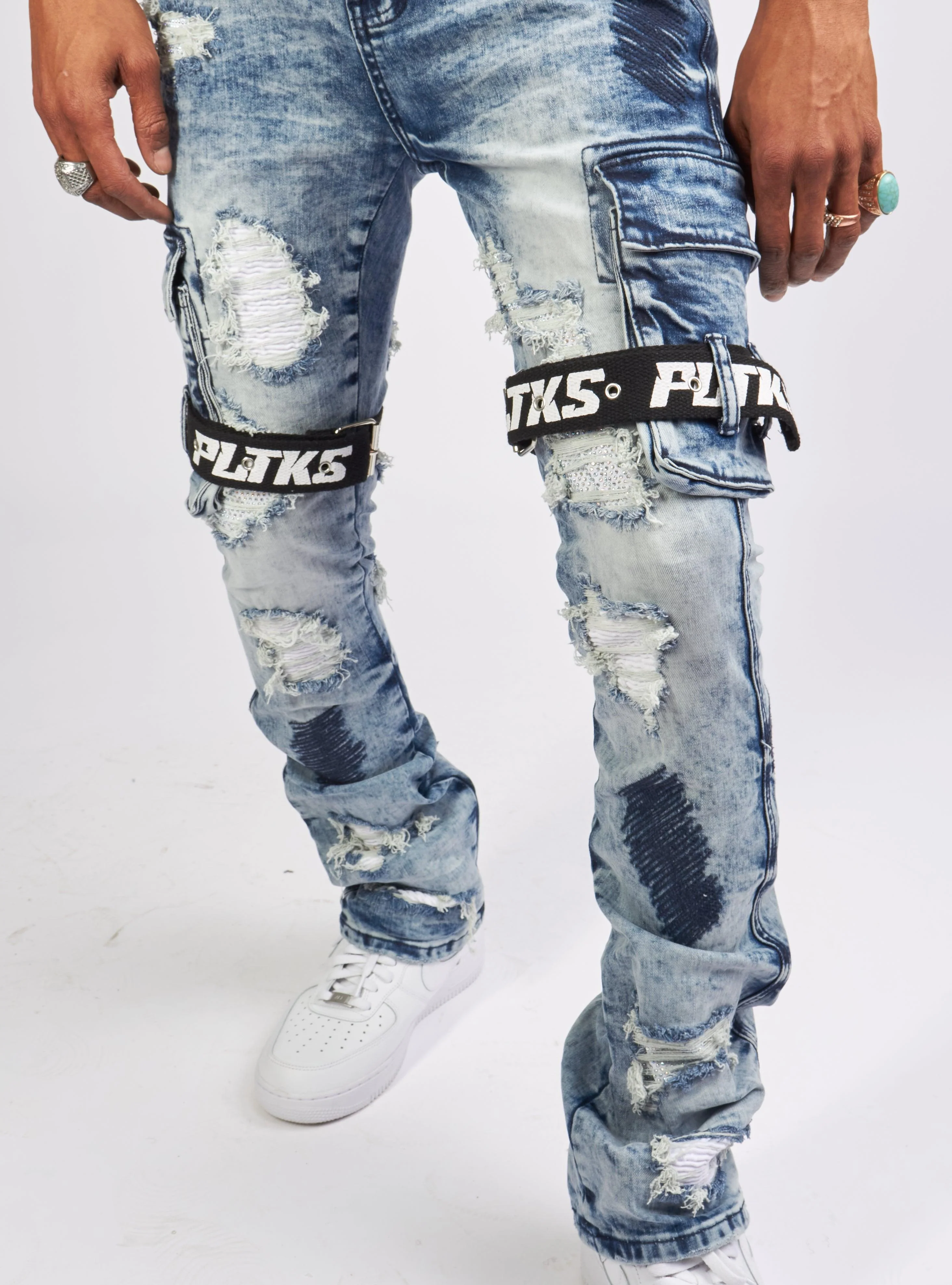 Politics Jeans - Wooden Denim Stacked Flare - Blue Wash - POLDWOODEN103 - Image 9