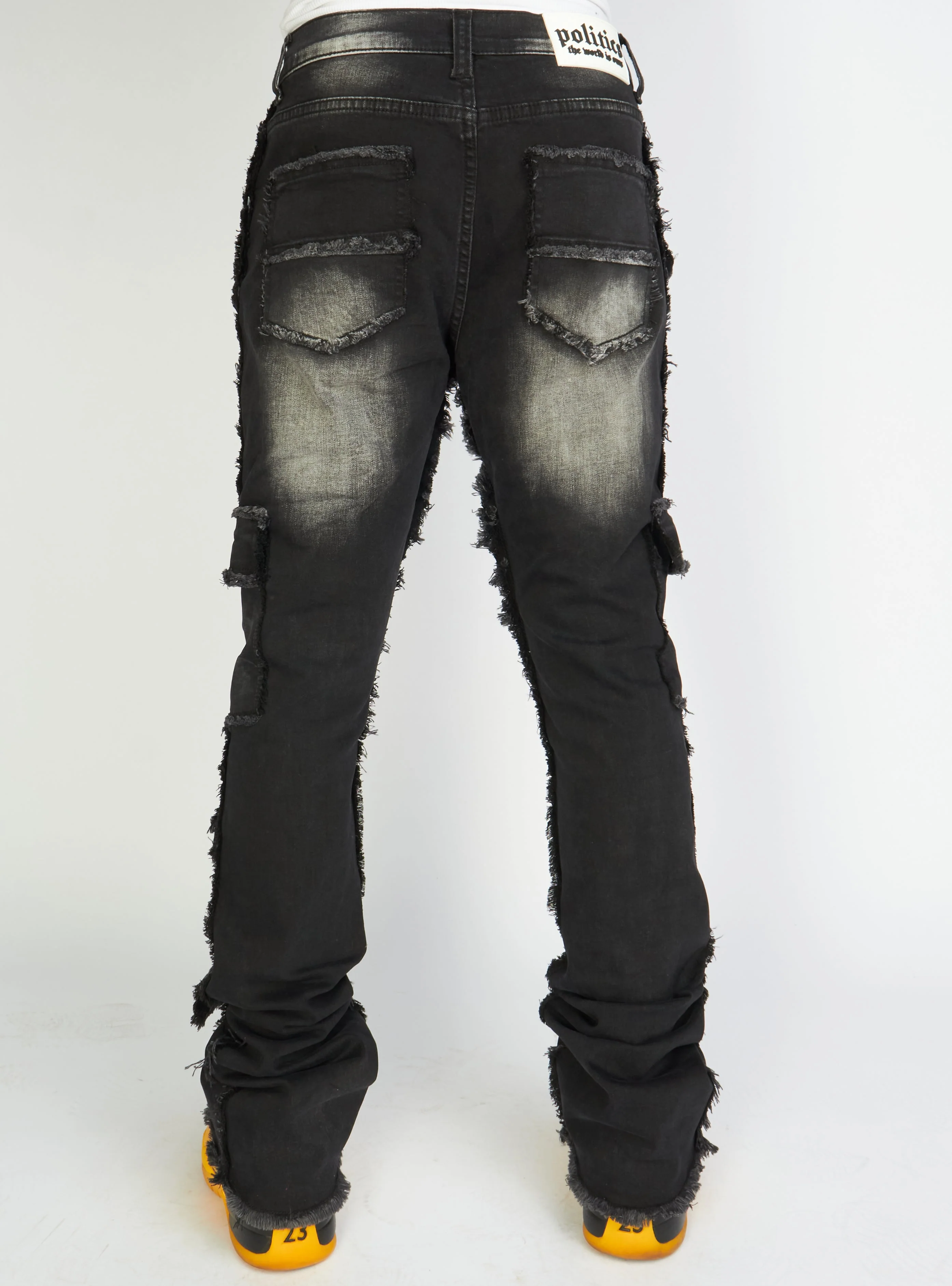 Politics Jeans - Worthy - Black Wash - Stacked Frayed Cargo - 503 - Image 3