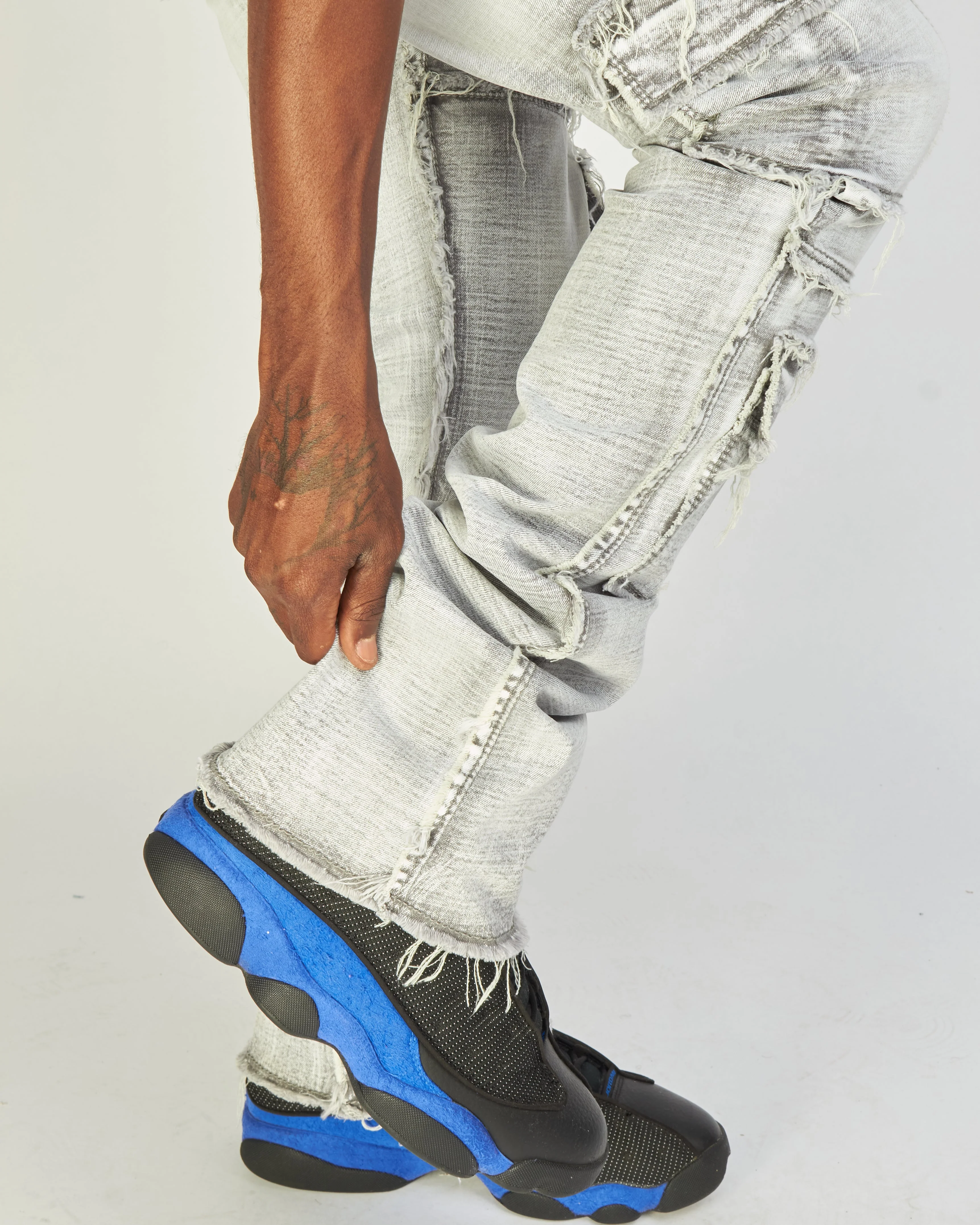 Politics Jeans - Worthy - Grey Wash- Stacked Frayed Cargo - 501 - Image 3