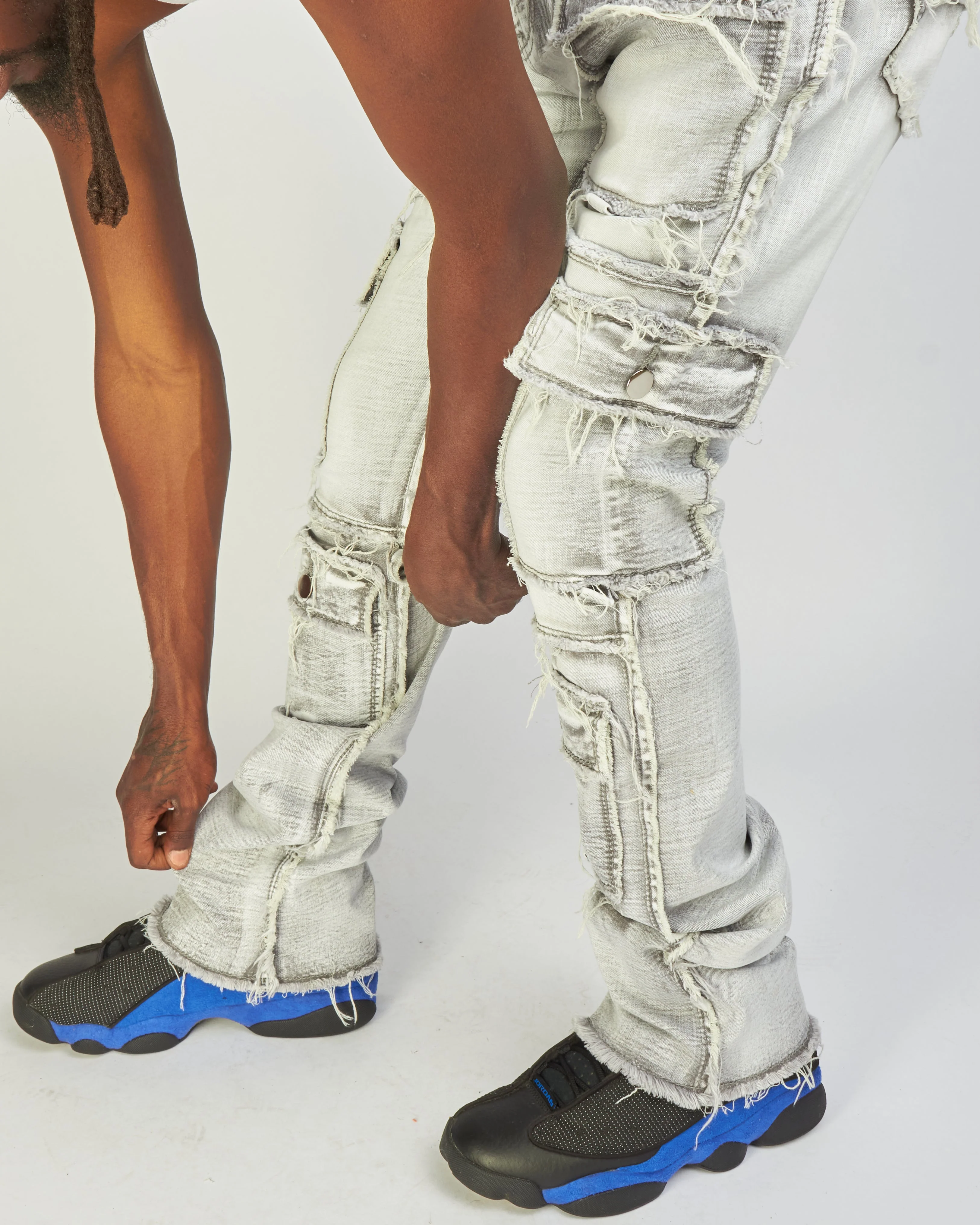 Politics Jeans - Worthy - Grey Wash- Stacked Frayed Cargo - 501 - Image 4