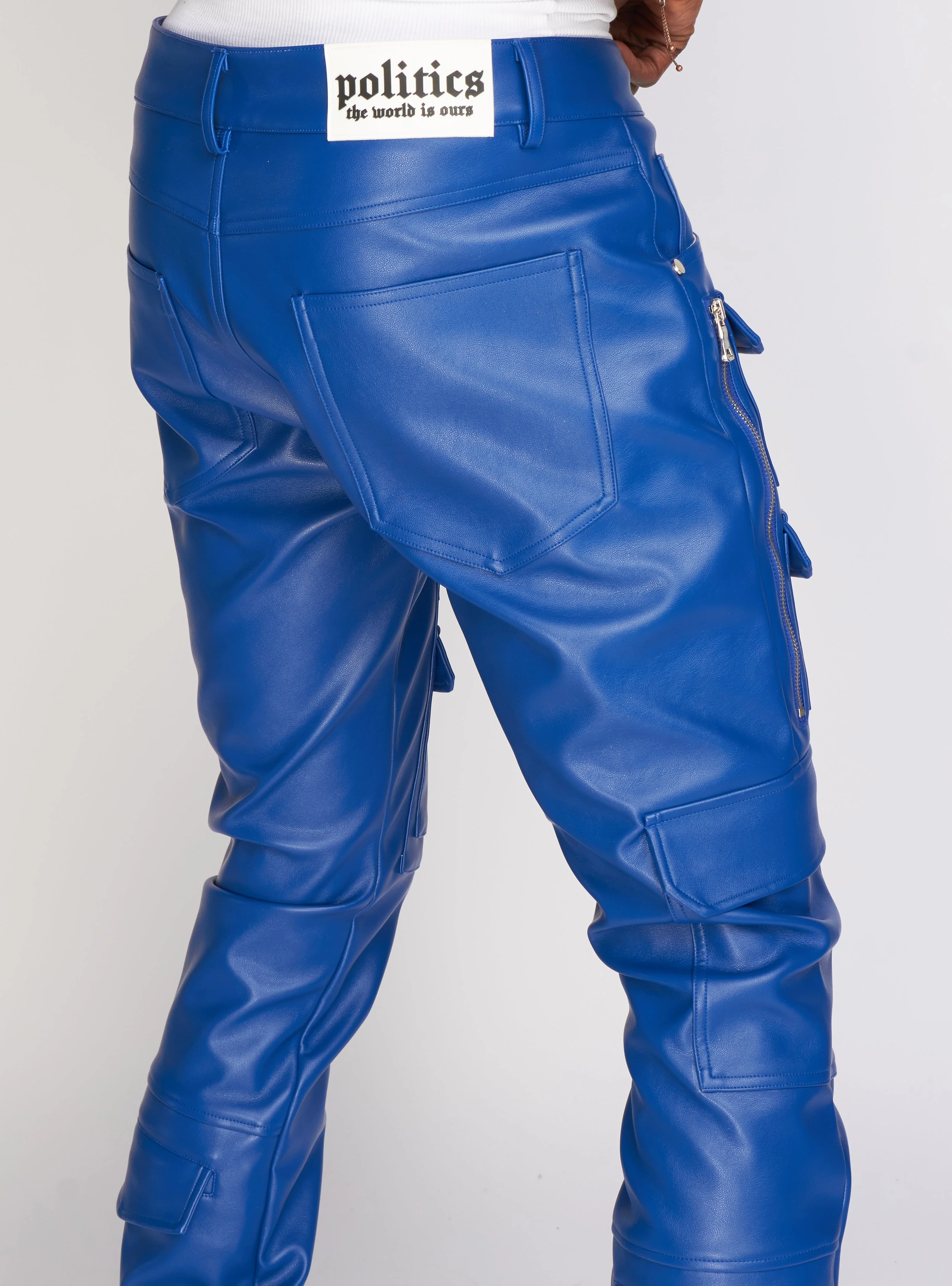 Politics Pants - Stacked Cargo PU Leather - Murphy - Royal Blue - 555 - Image 12